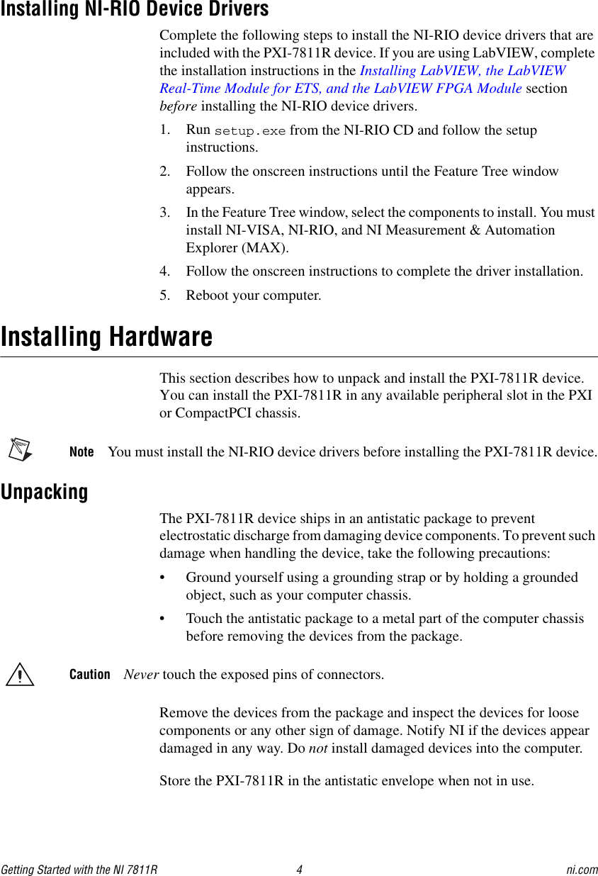 Page 4 of 8 - National-Instruments National-Instruments-Network-Device-Ni-Pxi-7811R-Users-Manual- 323792a  National-instruments-network-device-ni-pxi-7811r-users-manual