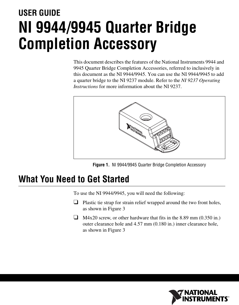 Page 1 of 4 - National-Instruments National-Instruments-Ni-9944-Users-Manual- NI 9944/9945 Quarter Bridge Completion Accessory  National-instruments-ni-9944-users-manual