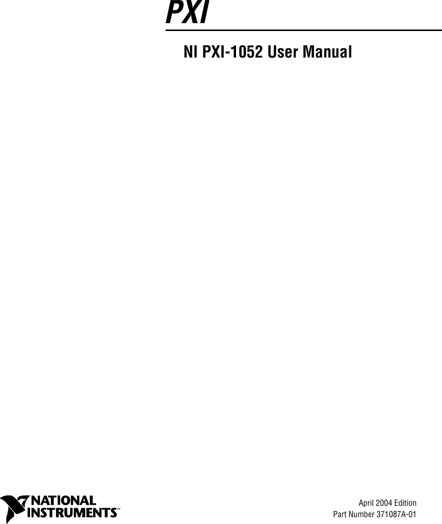 National Instruments Pxi Ni 1052 Users Manual UM