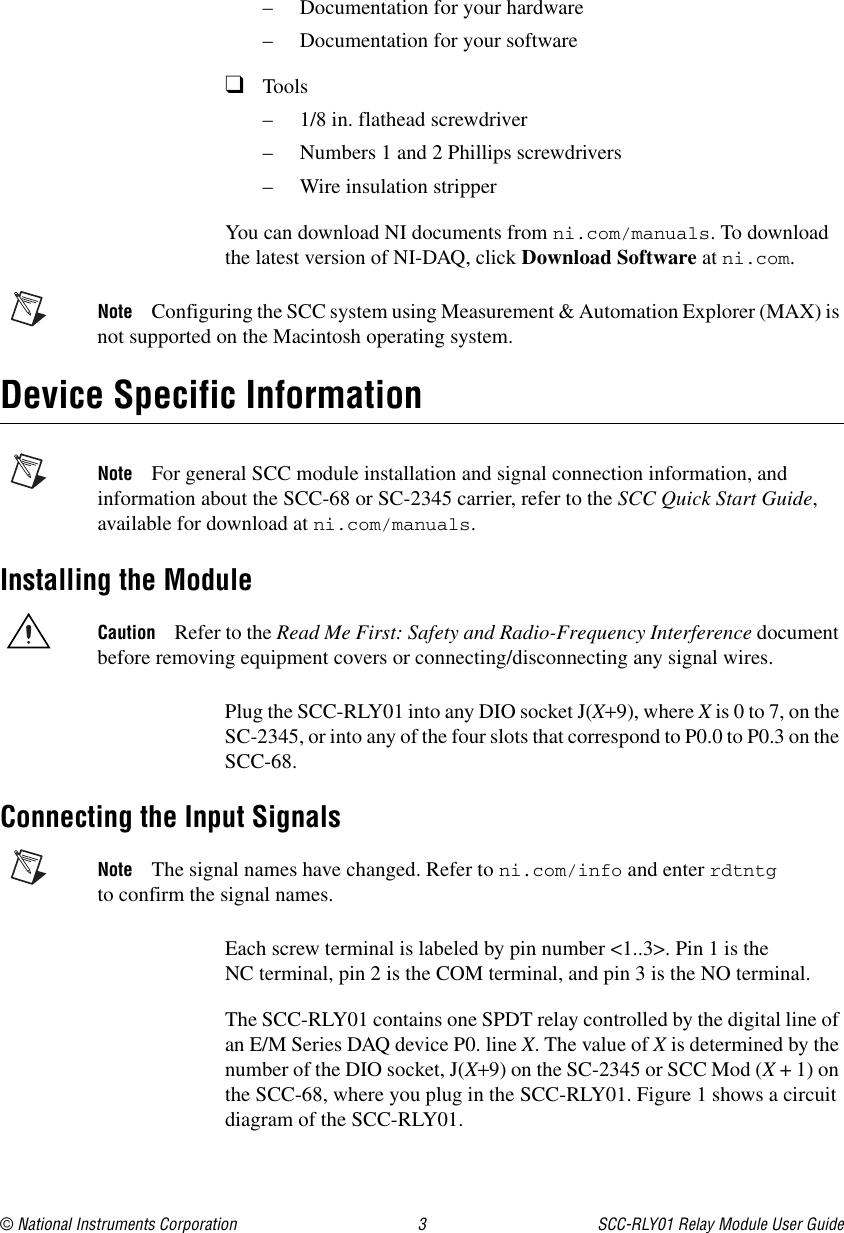 Page 3 of 9 - National-Instruments National-Instruments-Relay-Module-Scc-Rly01-Users-Manual- SCC-RLY01 Relay Module User Guide National-instruments-relay-module-scc-rly01-users-manual