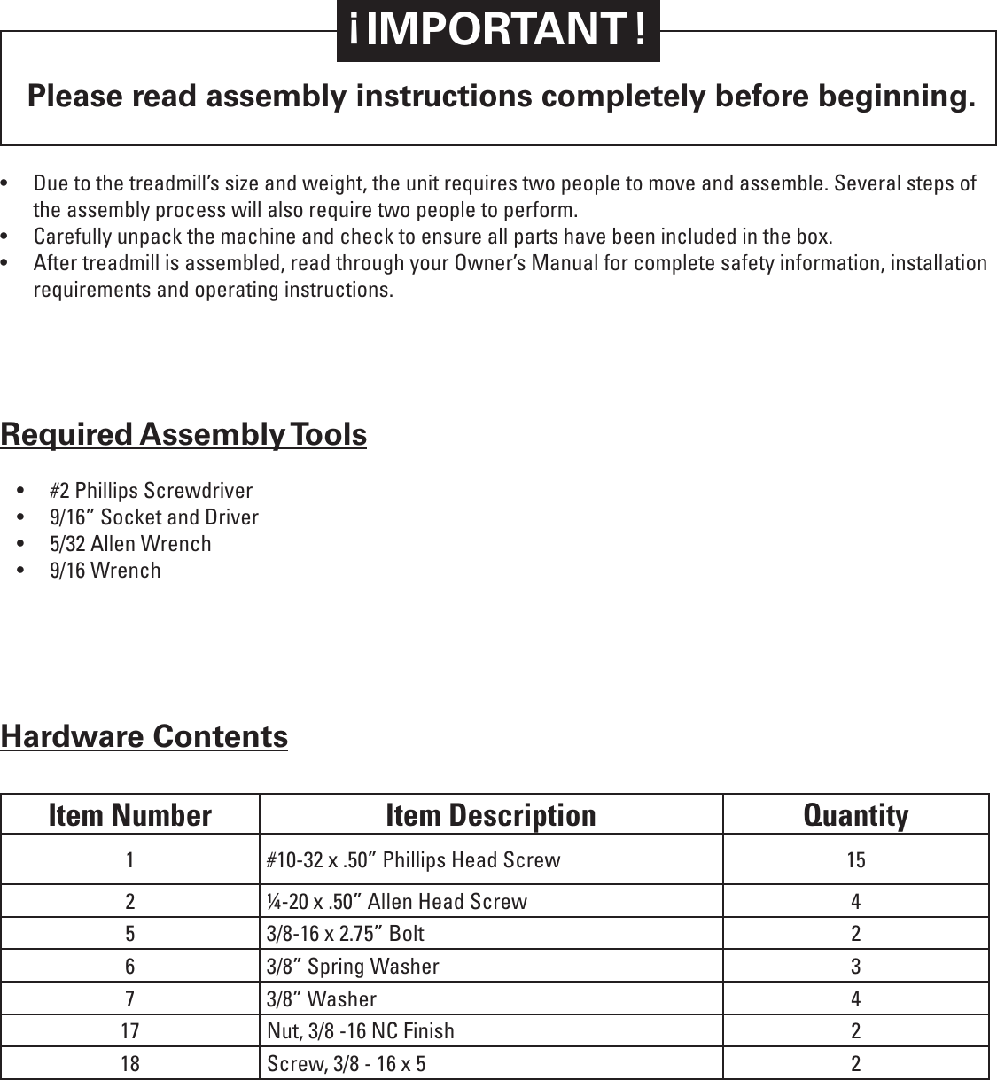 Page 2 of 5 - Nautilus Nautilus-Treadmill-T914-Users-Manual- T9 12_14_16 Assembly Inst_RevC  Nautilus-treadmill-t914-users-manual