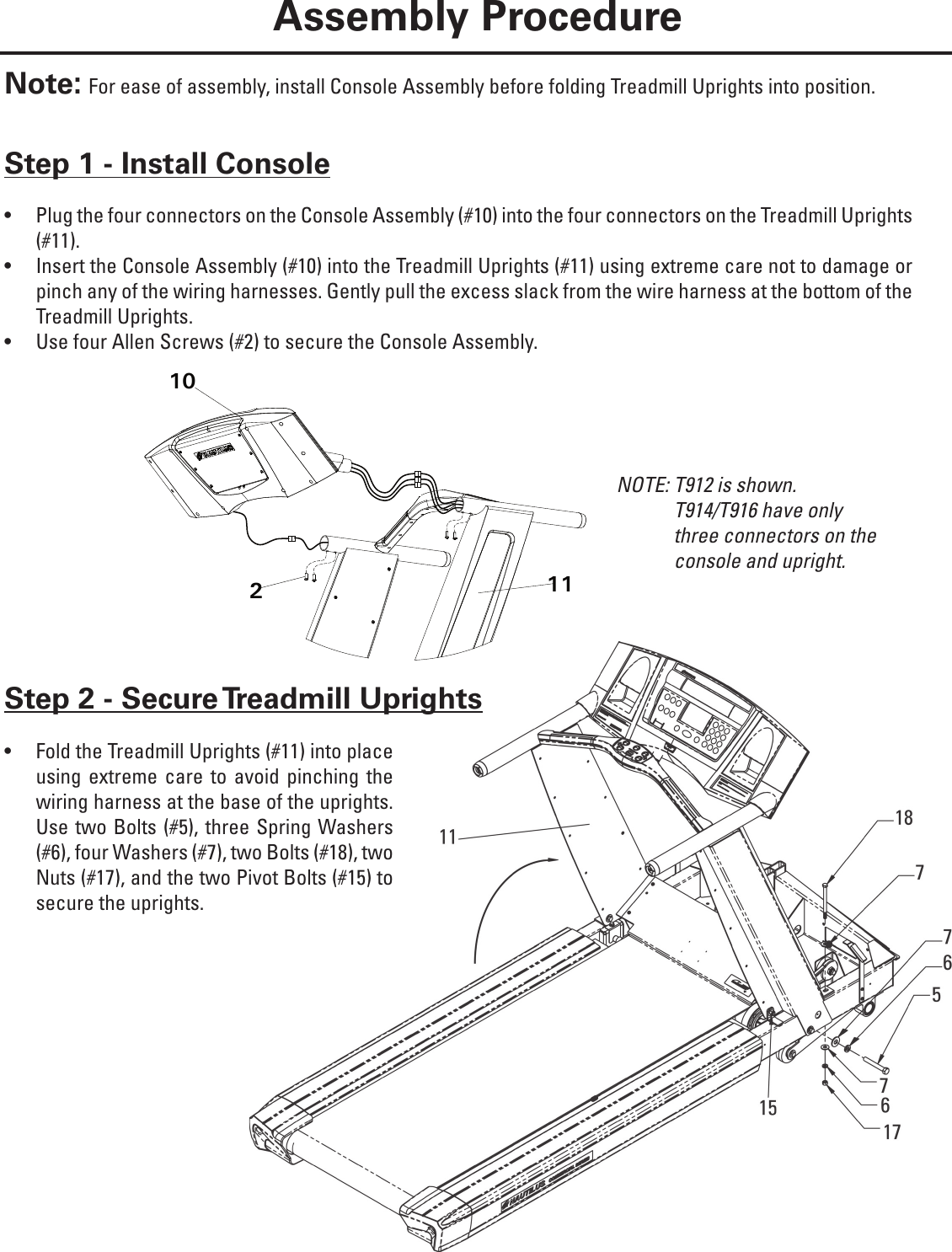 Page 3 of 5 - Nautilus Nautilus-Treadmill-T914-Users-Manual- T9 12_14_16 Assembly Inst_RevC  Nautilus-treadmill-t914-users-manual