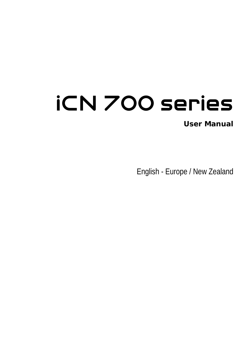   iCN 700 series User Manual  English - Europe / New Zealand   