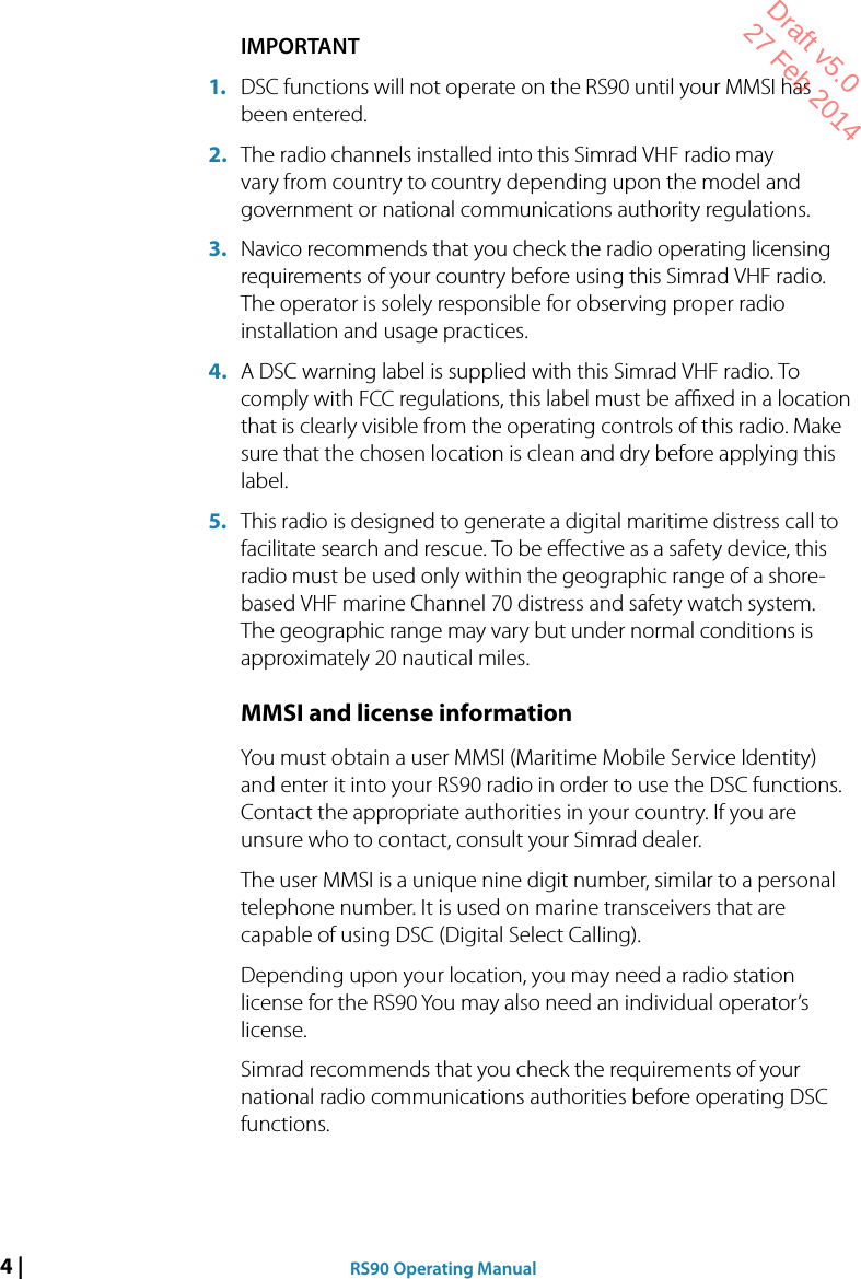 Page 4 of Navico VHFRS90 BASE STATION VHF RADIO User Manual 1