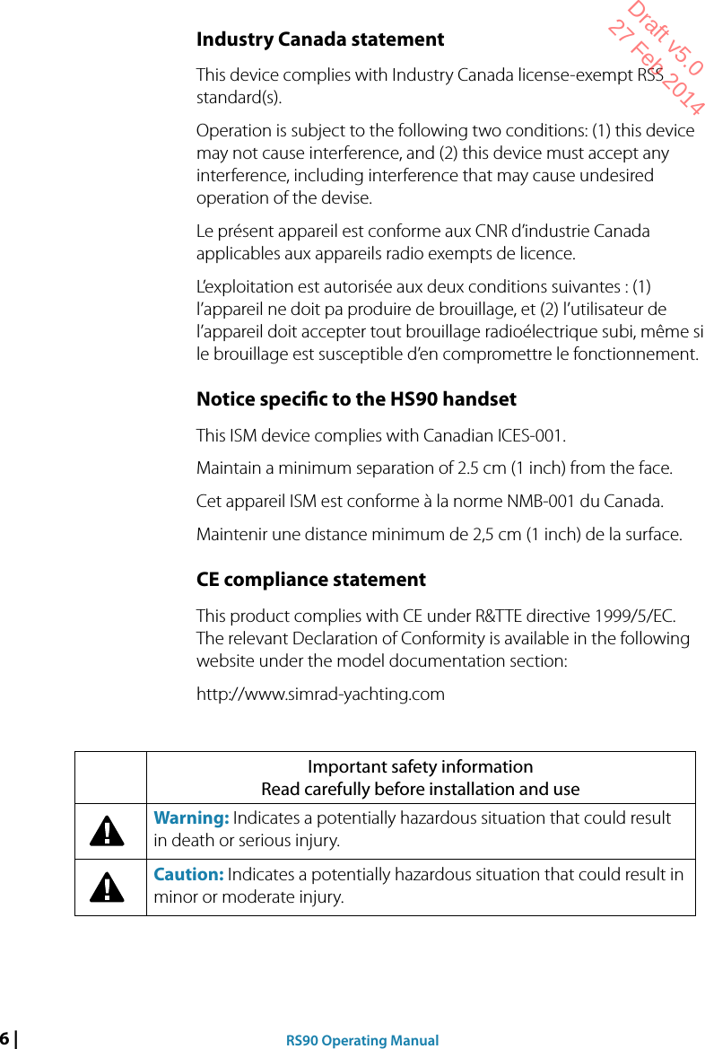 Page 6 of Navico VHFRS90 BASE STATION VHF RADIO User Manual 1