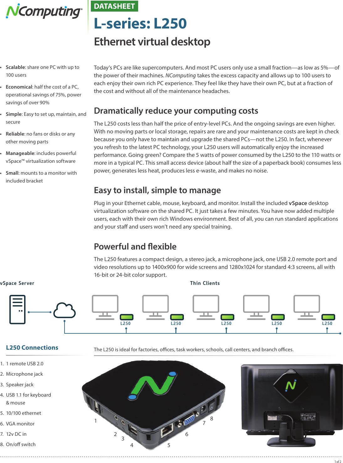 Ncomputing L Series L250 Datasheet