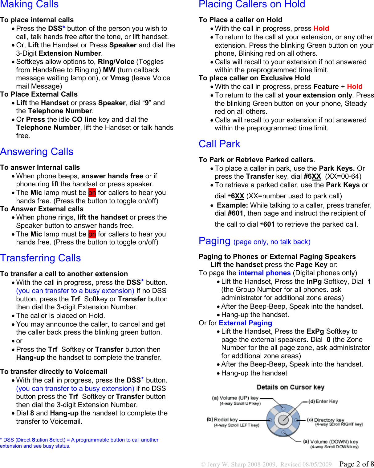 Page 2 of 8 - Nec Nec-Dtl-12D-1-Dt330-12-Button-Display-Users-Manual SV8100 Multiline Quickstart Guide_revised