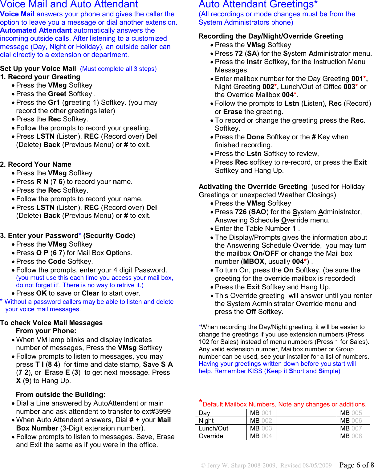 Page 6 of 8 - Nec Nec-Dtl-12D-1-Dt330-12-Button-Display-Users-Manual SV8100 Multiline Quickstart Guide_revised