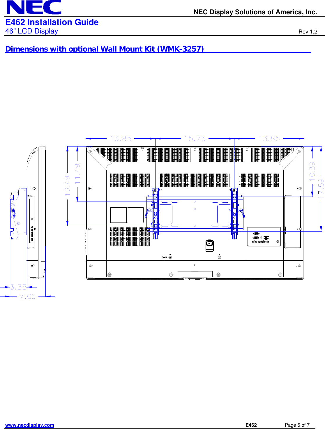 Page 5 of 7 - Nec Nec-E462-Installation-And-Setup-Guide E462_IGv12