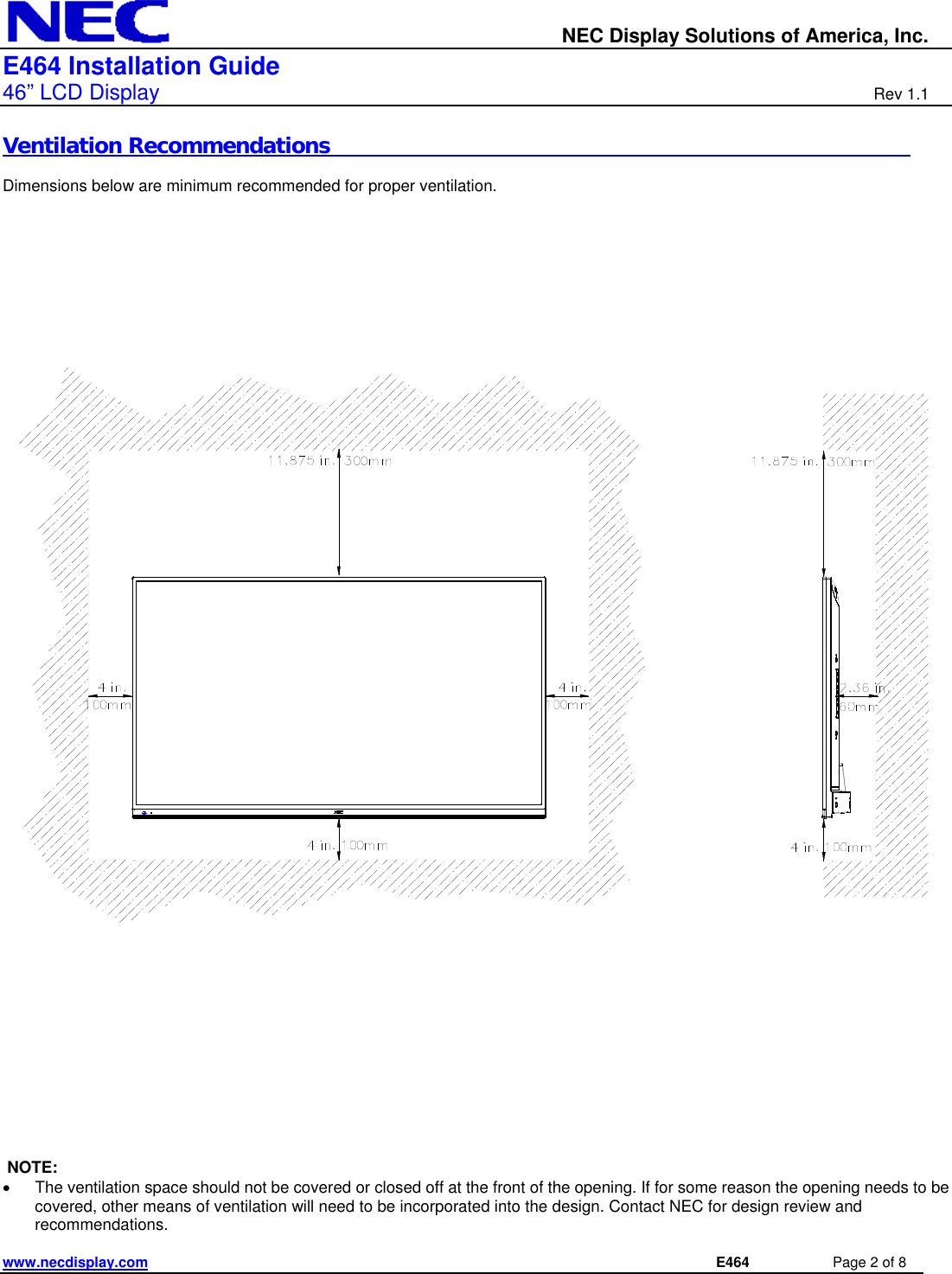 Page 2 of 8 - Nec Nec-E464-Installation-And-Setup-Guide E464_IGv11