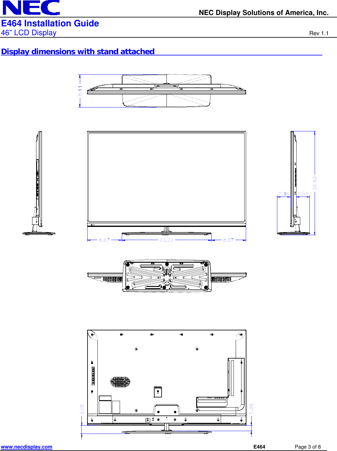 Page 3 of 8 - Nec Nec-E464-Installation-And-Setup-Guide E464_IGv11