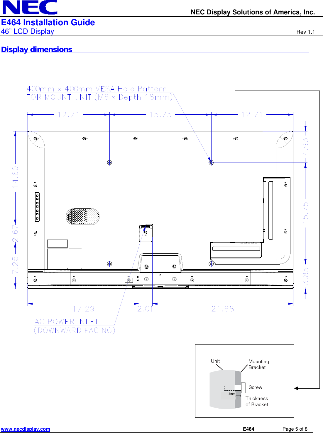 Page 5 of 8 - Nec Nec-E464-Installation-And-Setup-Guide E464_IGv11