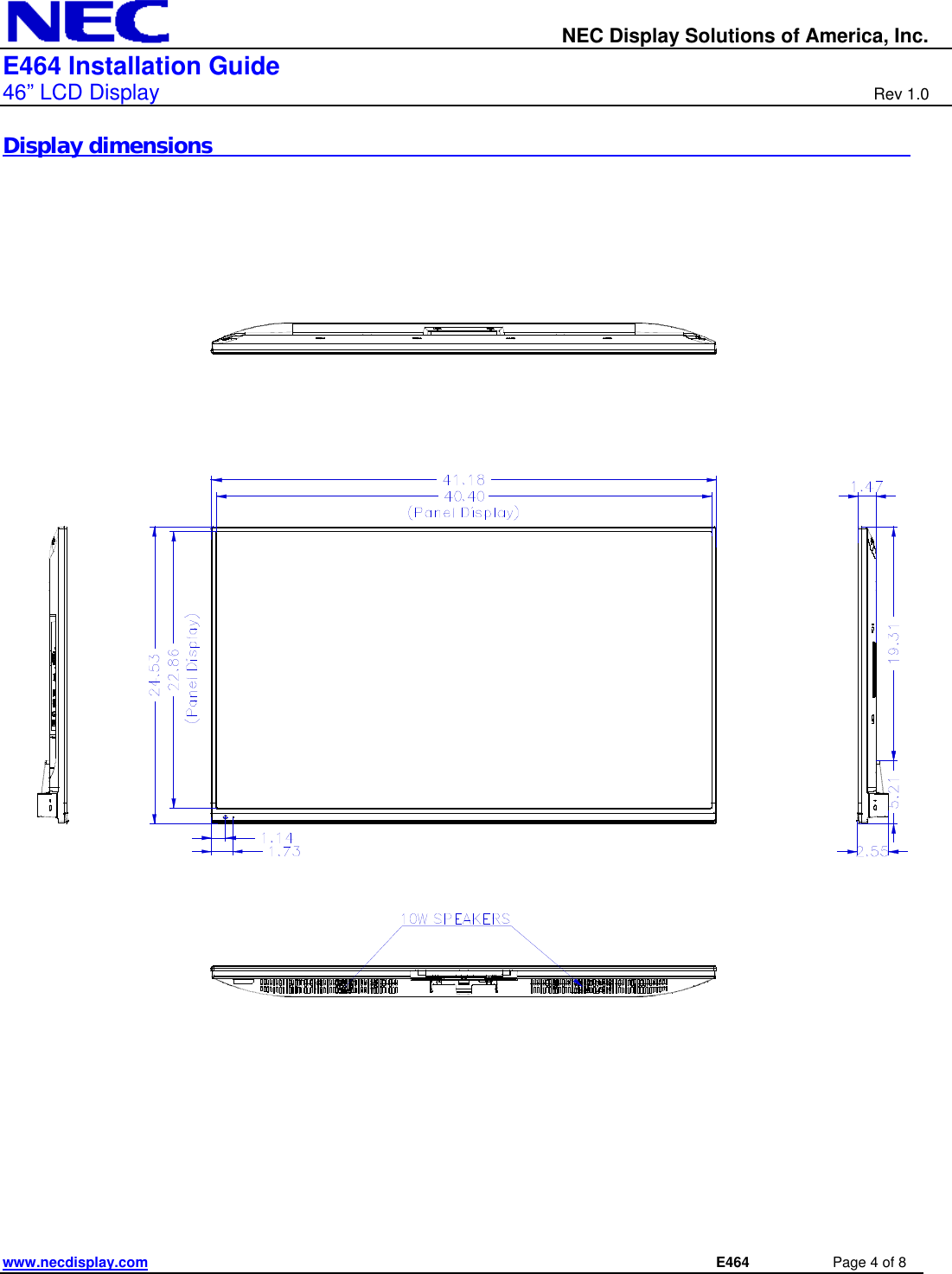 Page 4 of 8 - Nec Nec-E464-Quick-Start-Guide - E464_IGv10