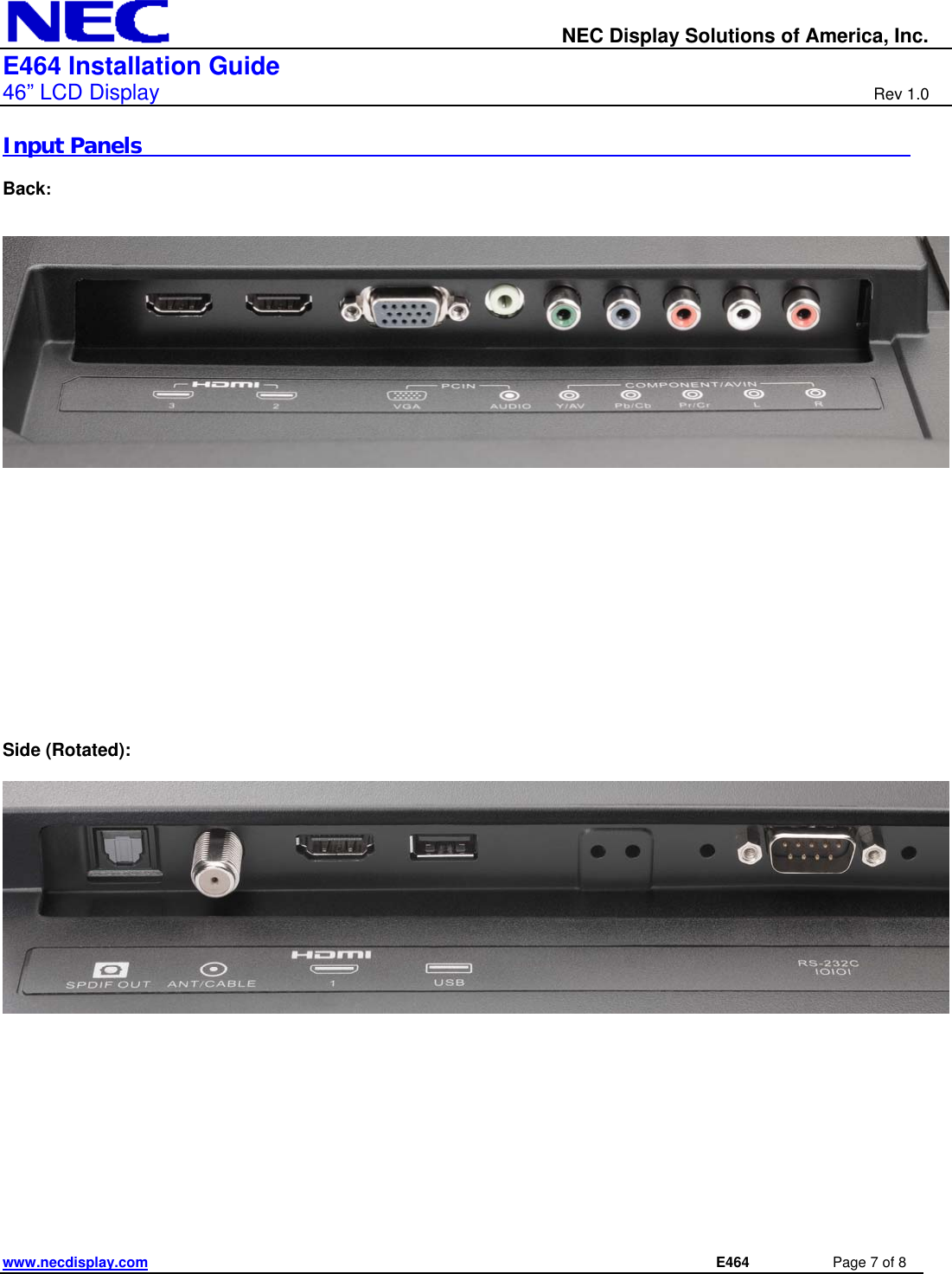 Page 7 of 8 - Nec Nec-E464-Quick-Start-Guide - E464_IGv10