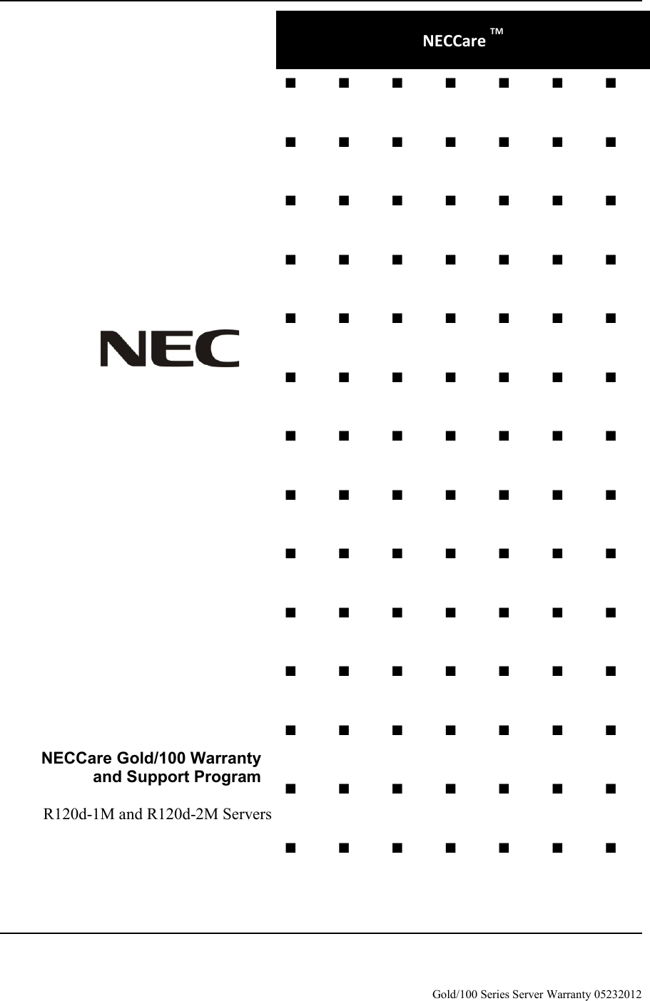 Page 1 of 10 - Nec Nec-Express5800-R120D-1M-Warranty-Guide- 1000 Series ServerCare Guide  Nec-express5800-r120d-1m-warranty-guide