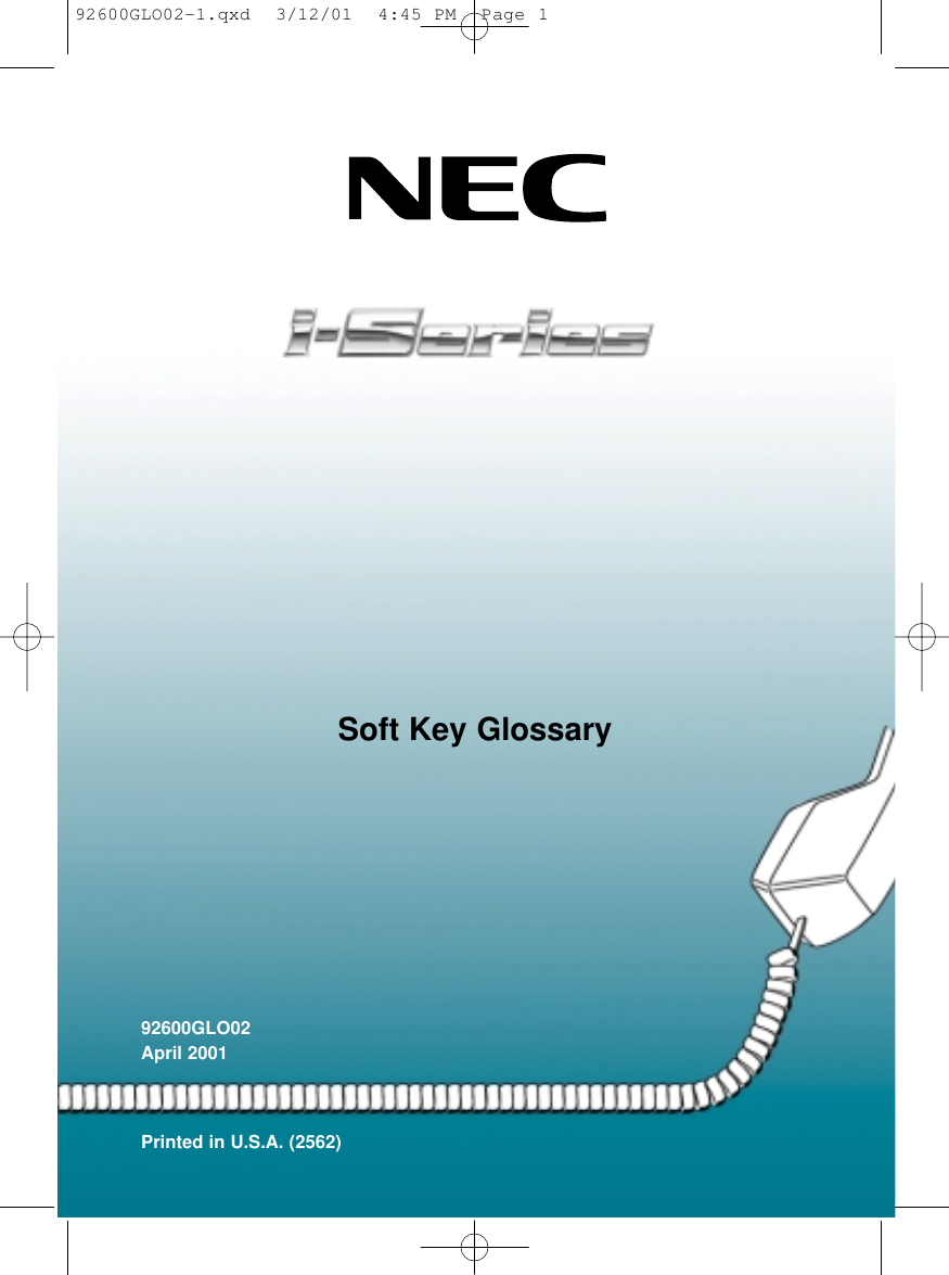 Page 1 of 8 - Nec Nec-I-Series-Users-Manual- 92600GLO02-1  Nec-i-series-users-manual