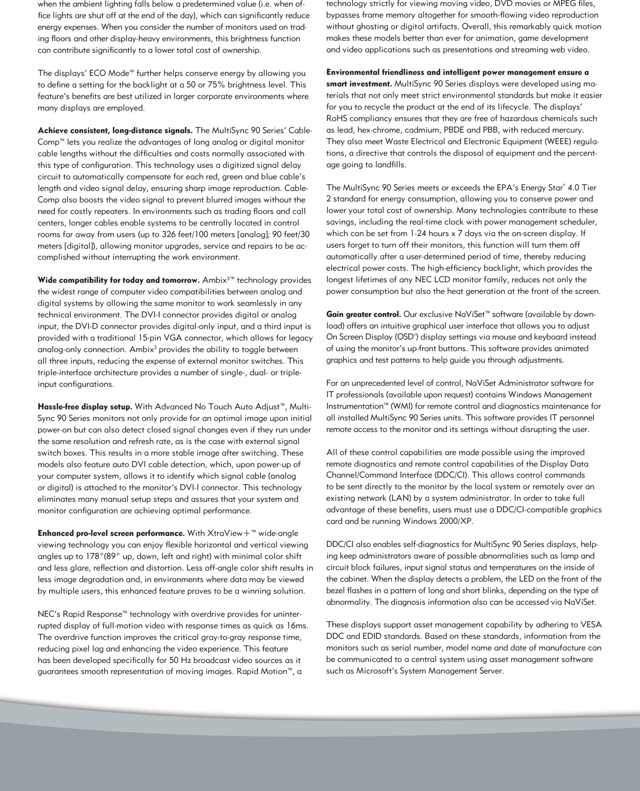 Page 4 of 6 - Nec Nec-Lcd2190Uxp-Bk-Brochure- Nec-lcd2190uxp-bk-brochure