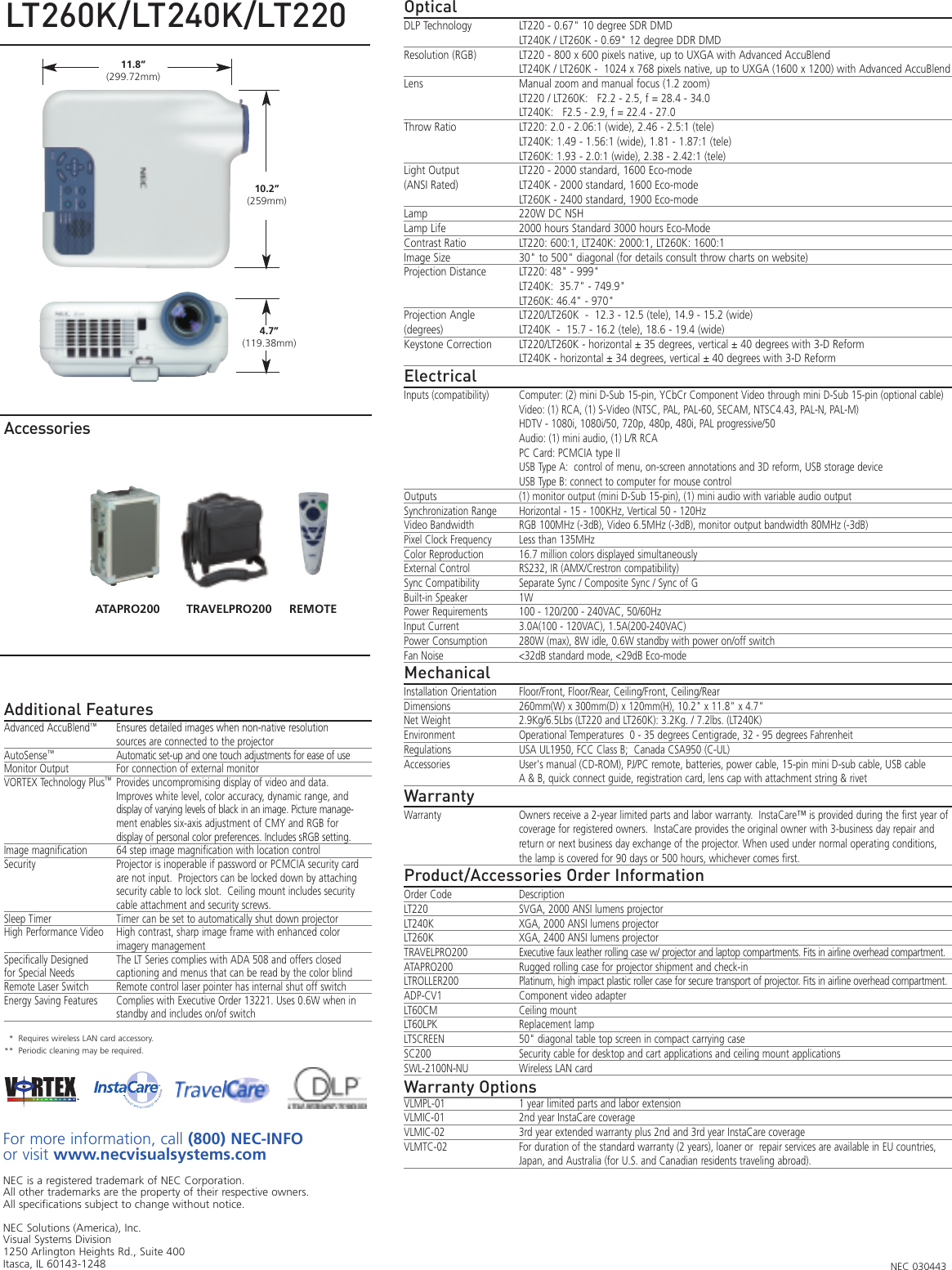 Page 4 of 4 - Nec Nec-Lt220-Users-Manual- 070306 CAT_LT260K/240K/220  Nec-lt220-users-manual