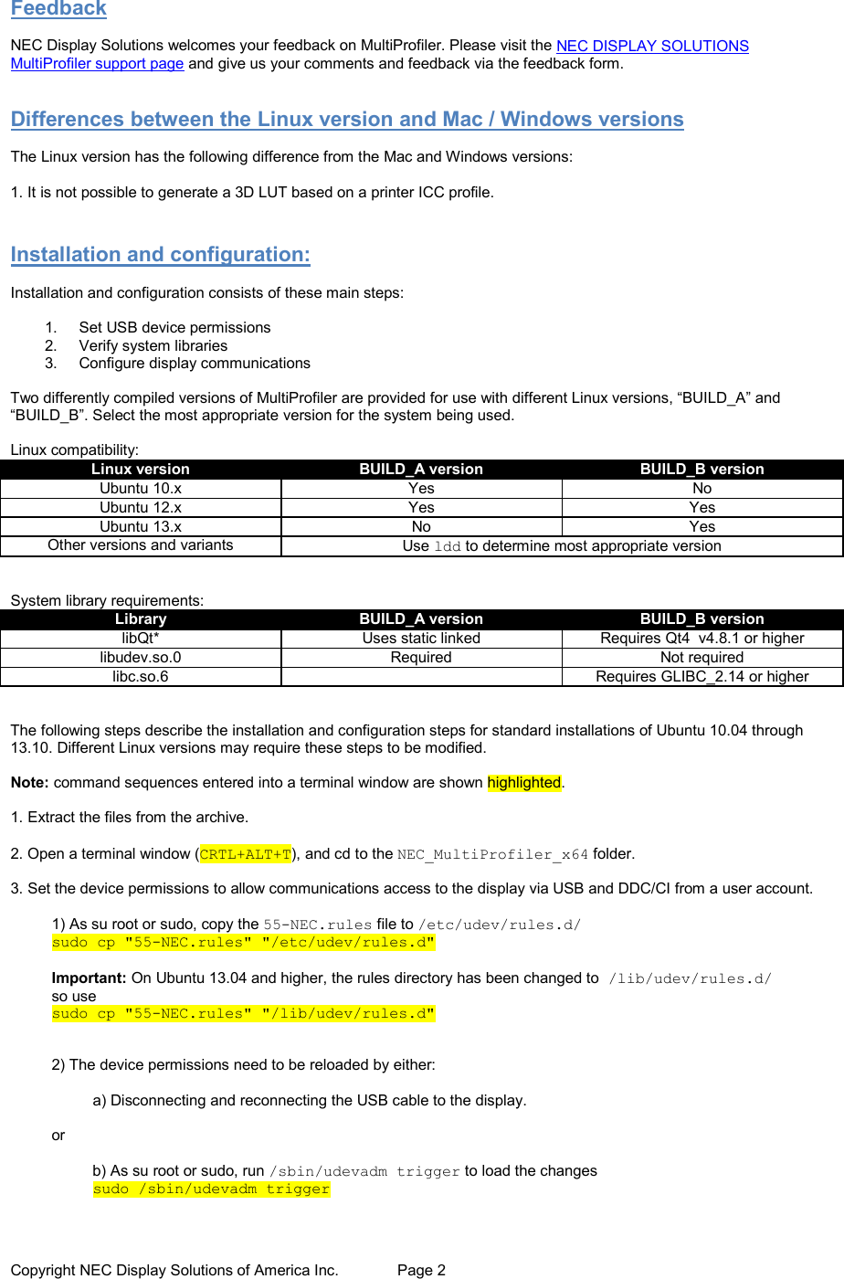 Page 2 of 6 - Nec Nec-Multiprofiler-Installation-Instructions- Display Solutions  Nec-multiprofiler-installation-instructions