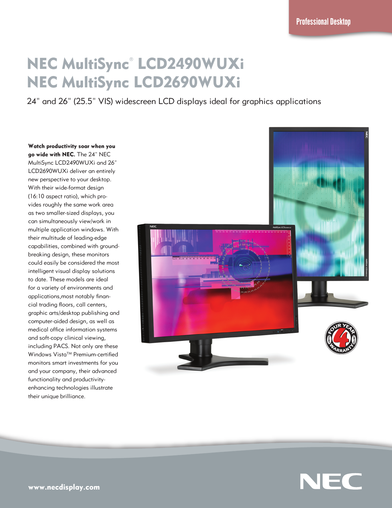 Nec Multisync Lcd2690Wuxi Users Manual