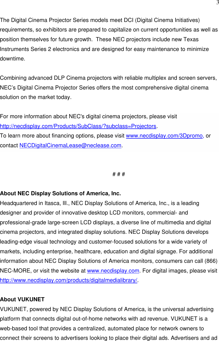 Page 3 of 5 - Nec Nec-Nc2000C-Users-Information-Guide SOUTHERNPressrelease