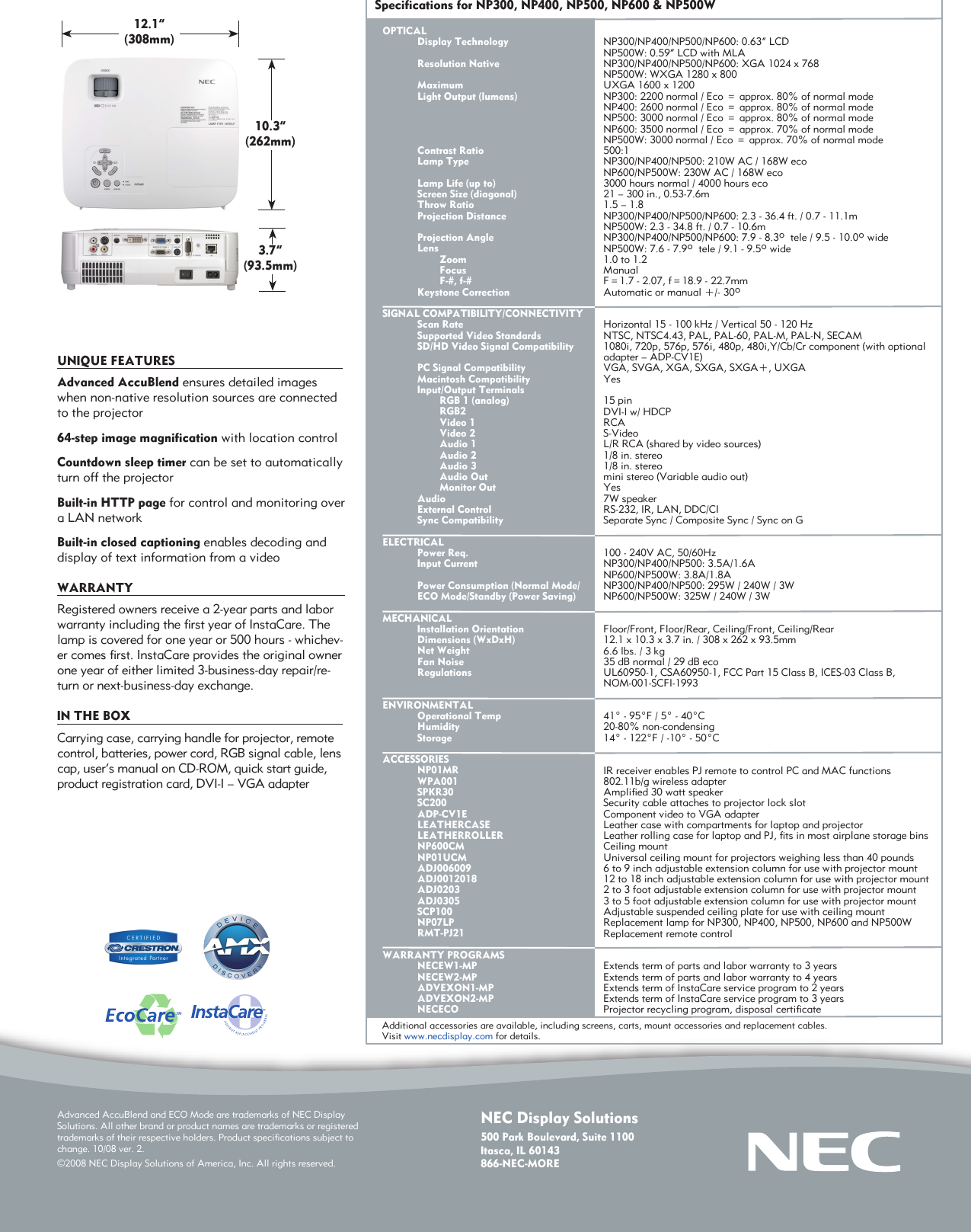 Page 2 of 2 - Nec Nec-Np300-Users-Manual-  Nec-np300-users-manual