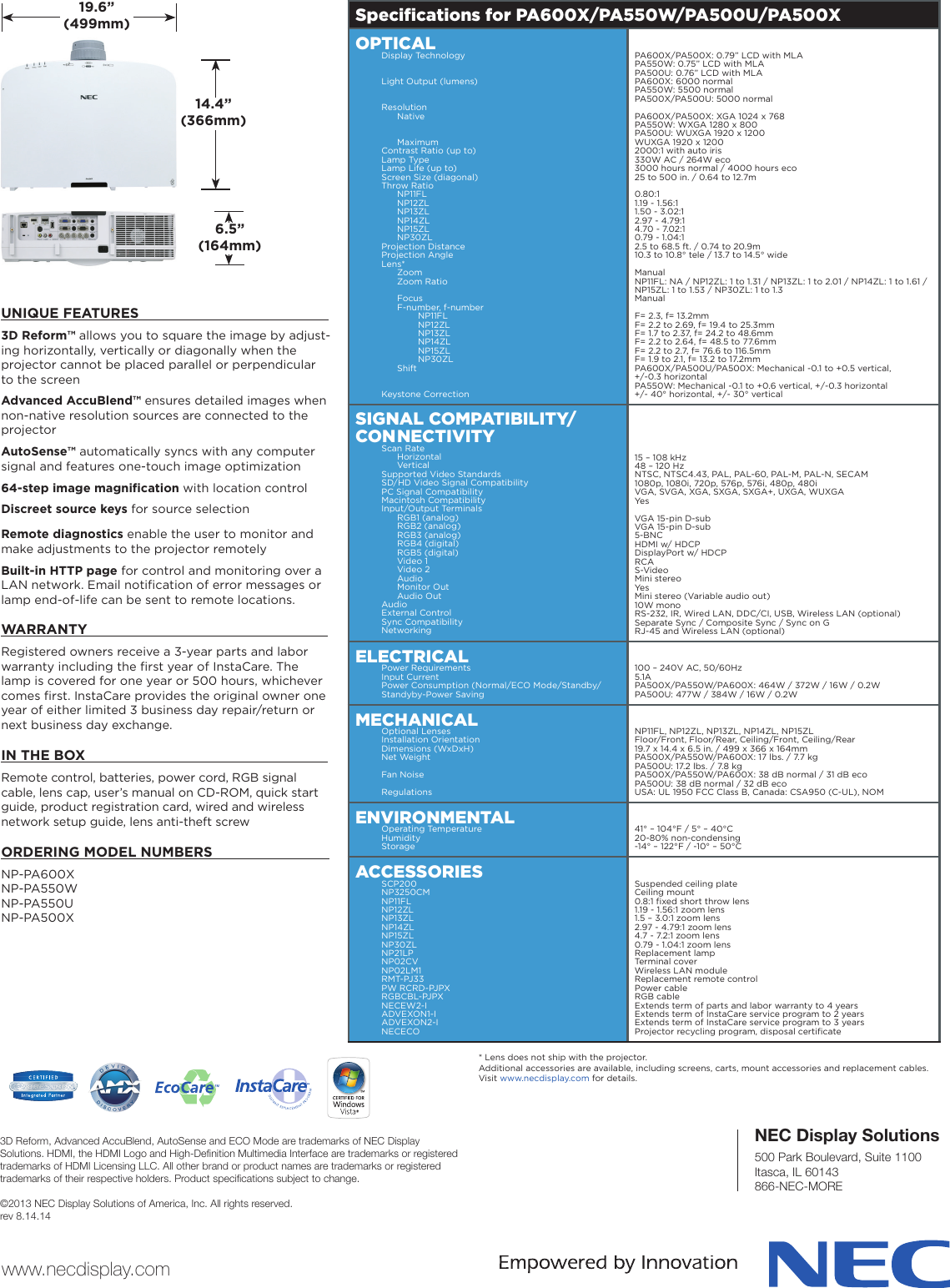Page 4 of 4 - Nec Nec-Np-Pa550W-13Zl-Brochure- Nec-np-pa550w-13zl-brochure