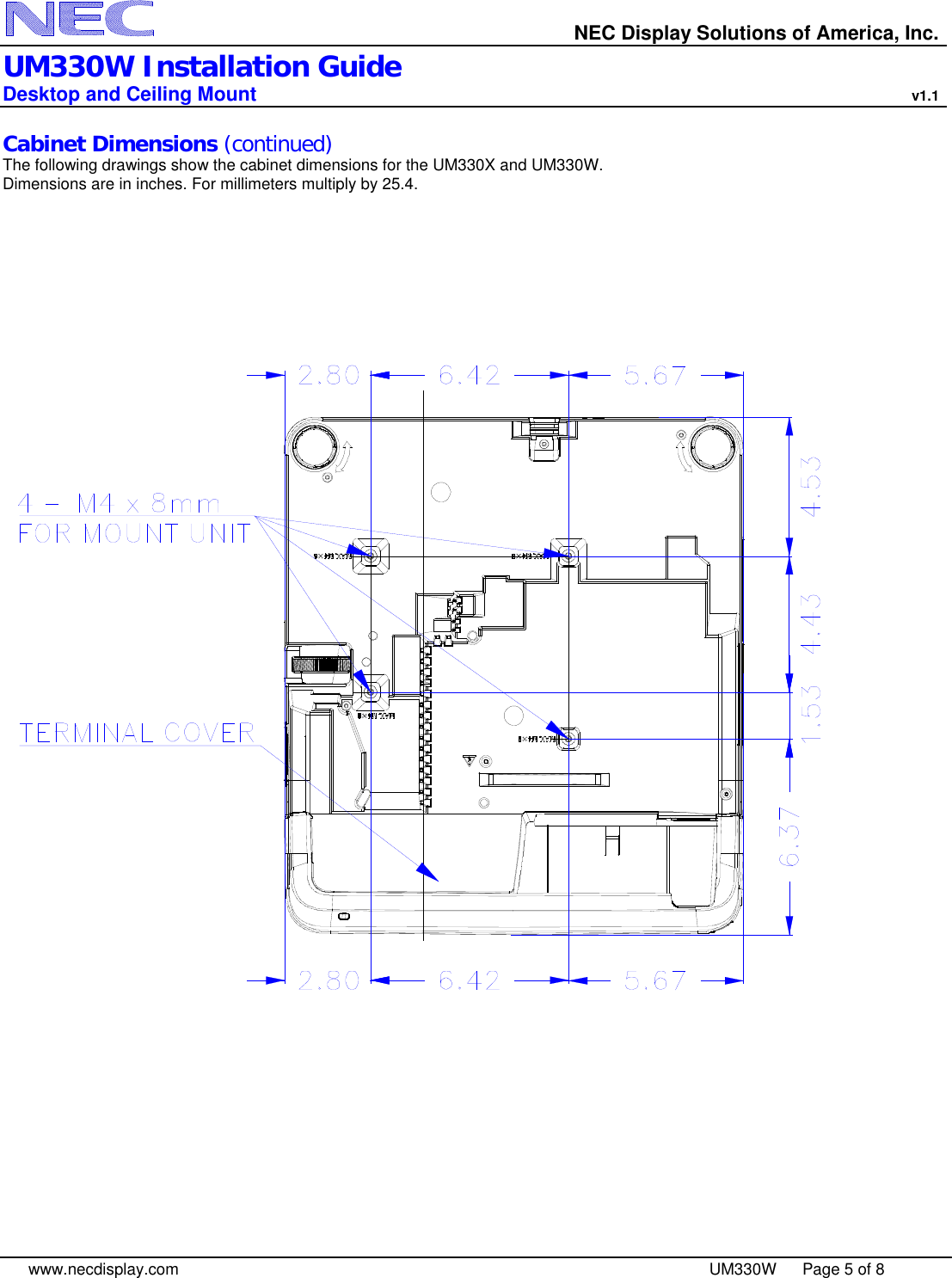 Page 5 of 8 - Nec Nec-Np-Um330W-Installation-And-Setup-Guide UM330W_IGv11