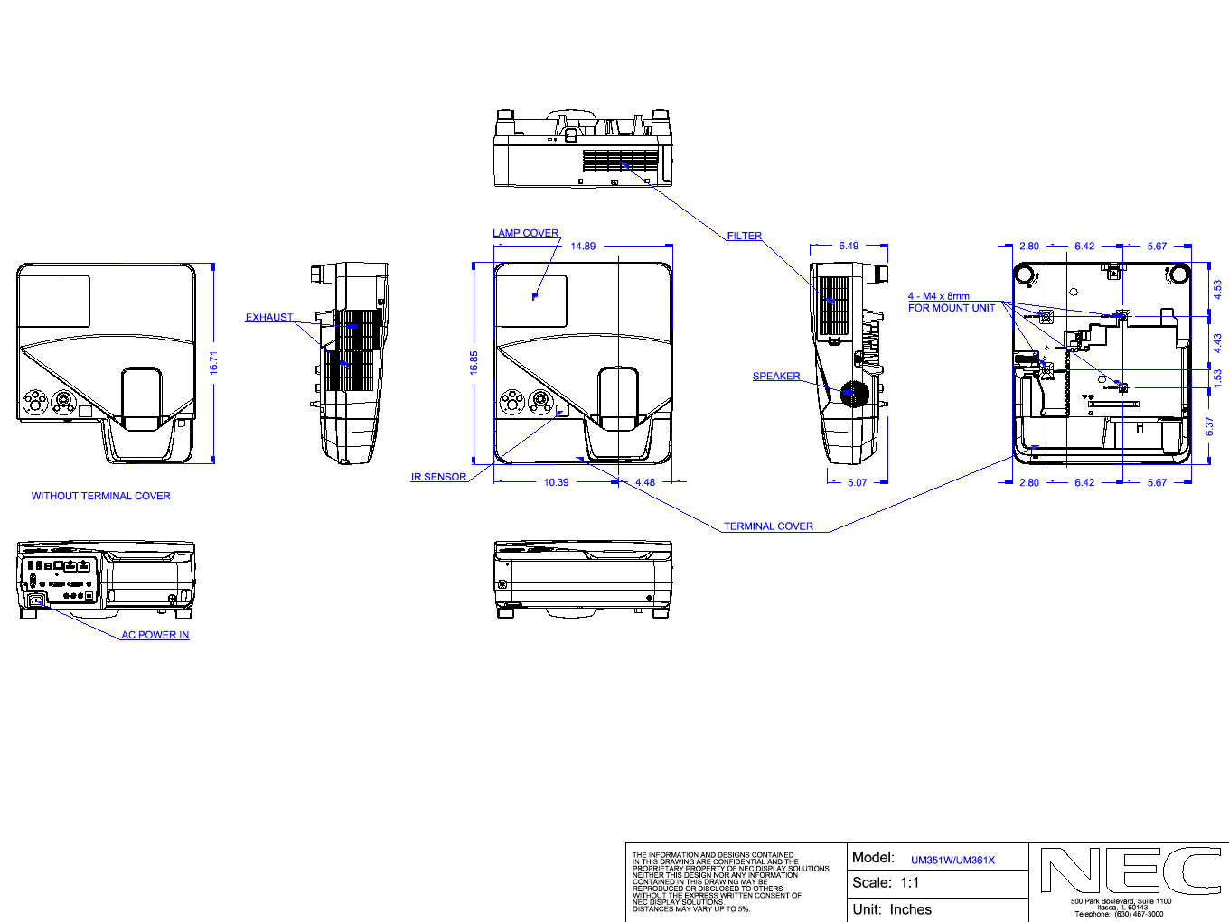 Page 1 of 1 - Nec Nec-Np-Um351W-Mechanical-Drawings-  Nec-np-um351w-mechanical-drawings