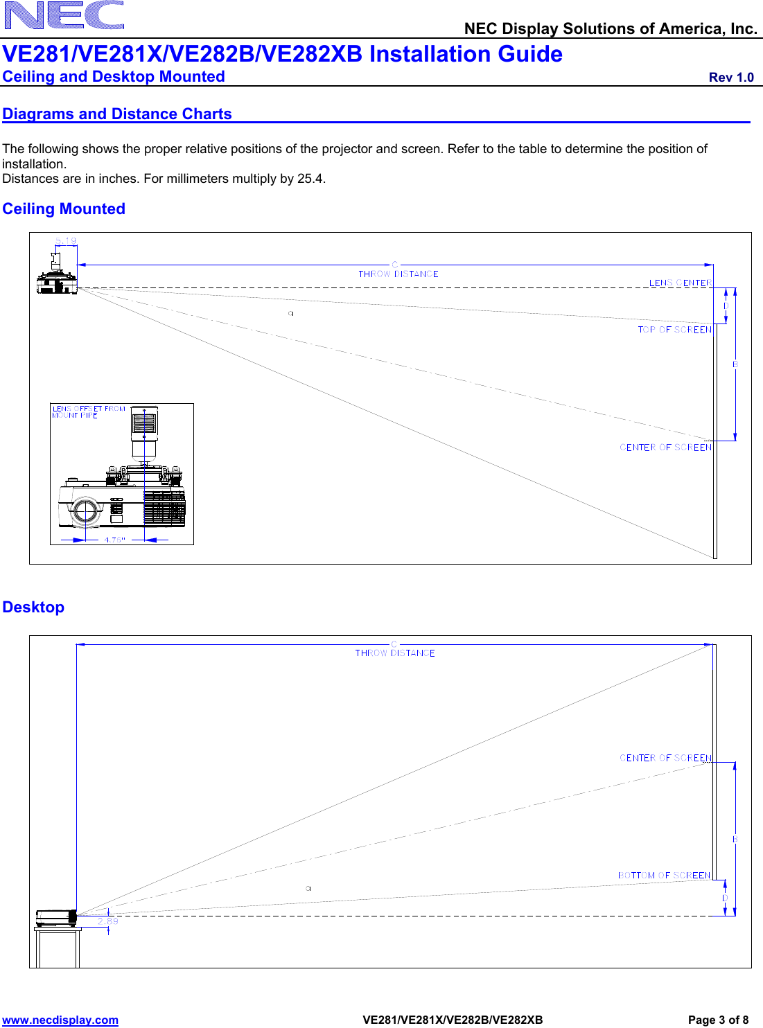 Page 3 of 6 - Nec Nec-Np-Ve281-Installation-And-Setup-Guide VE281_VE281X_IGv10