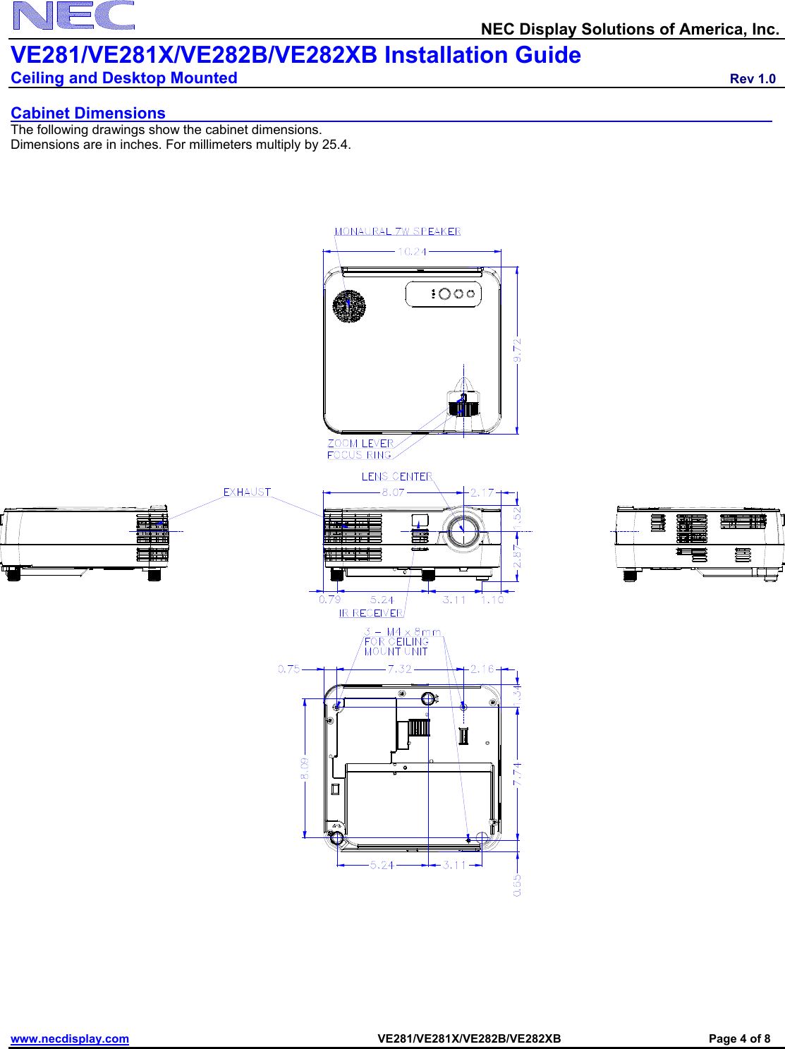 Page 4 of 6 - Nec Nec-Np-Ve281-Installation-And-Setup-Guide VE281_VE281X_IGv10