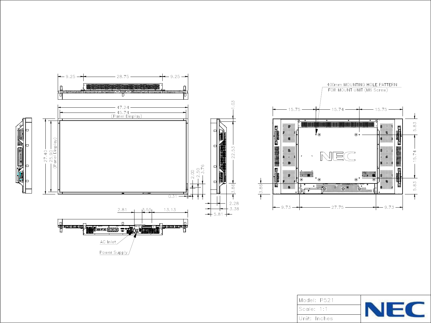 Page 1 of 1 - Nec Nec-P521-Mechanical-Drawings- P521_.dcd  Nec-p521-mechanical-drawings