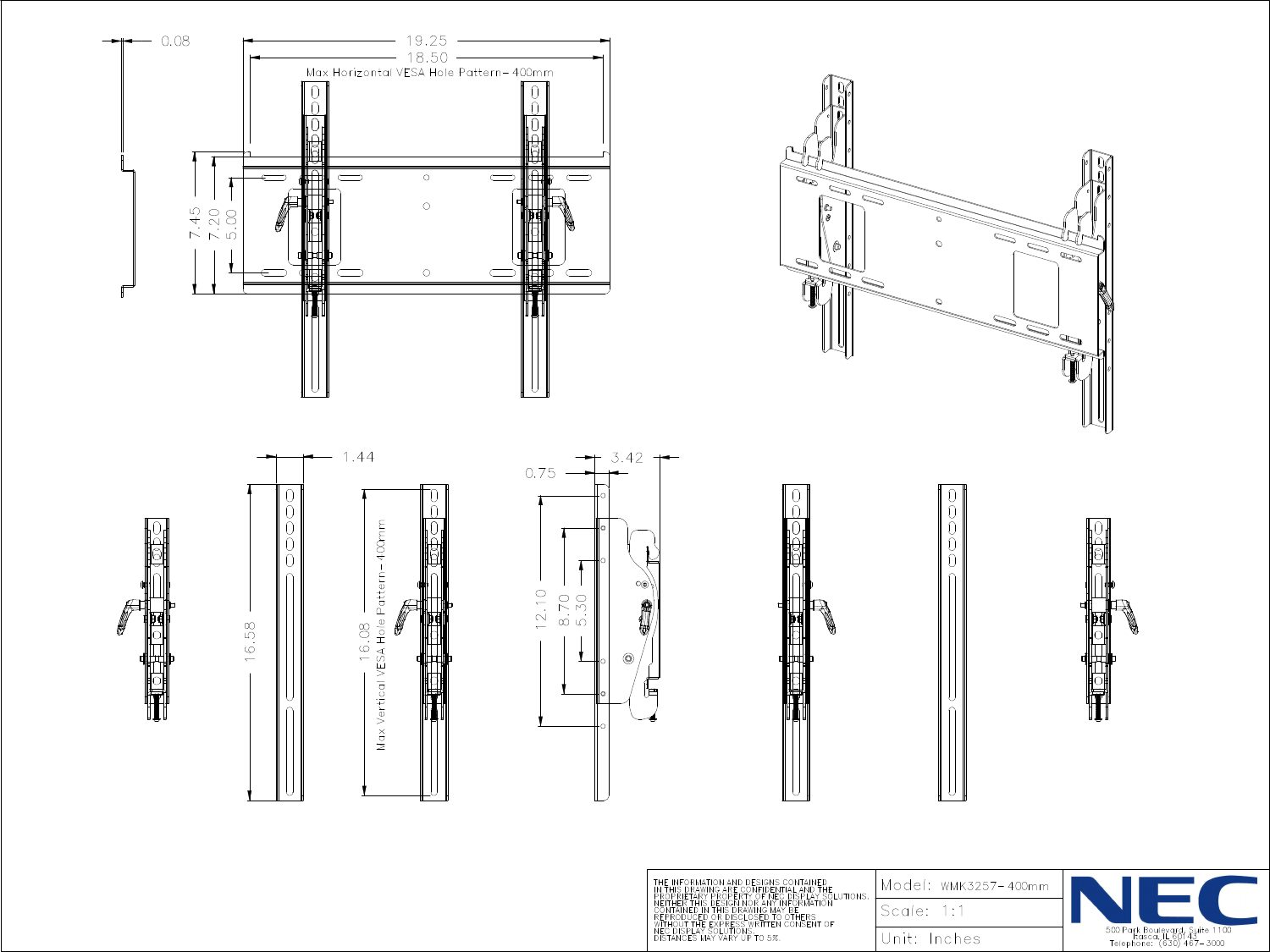 Page 1 of 1 - Nec Nec-P521-Mechanical-Drawings- WMK3257_400mm.dcd  Nec-p521-mechanical-drawings
