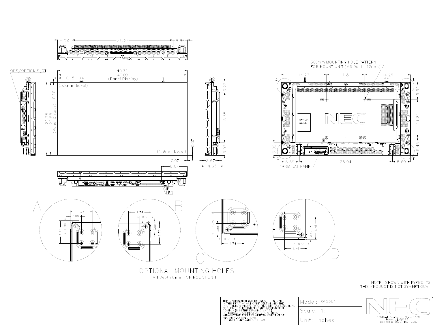 Nec X463Un Tmx4P Mechanical Drawings 