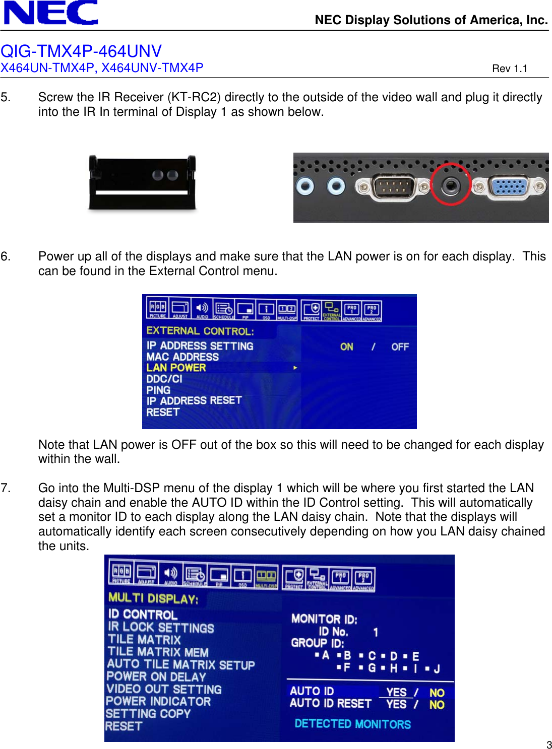 Page 3 of 6 - Nec Nec-X464Un-Installation-Manual QIG_TMX4P_464UN_ver1.1