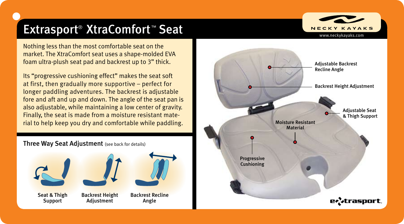 Page 1 of 2 - Necky-Kayaks Necky-Kayaks-Xtracomforttm-Seat-Extrasport-Users-Manual-  Necky-kayaks-xtracomforttm-seat-extrasport-users-manual