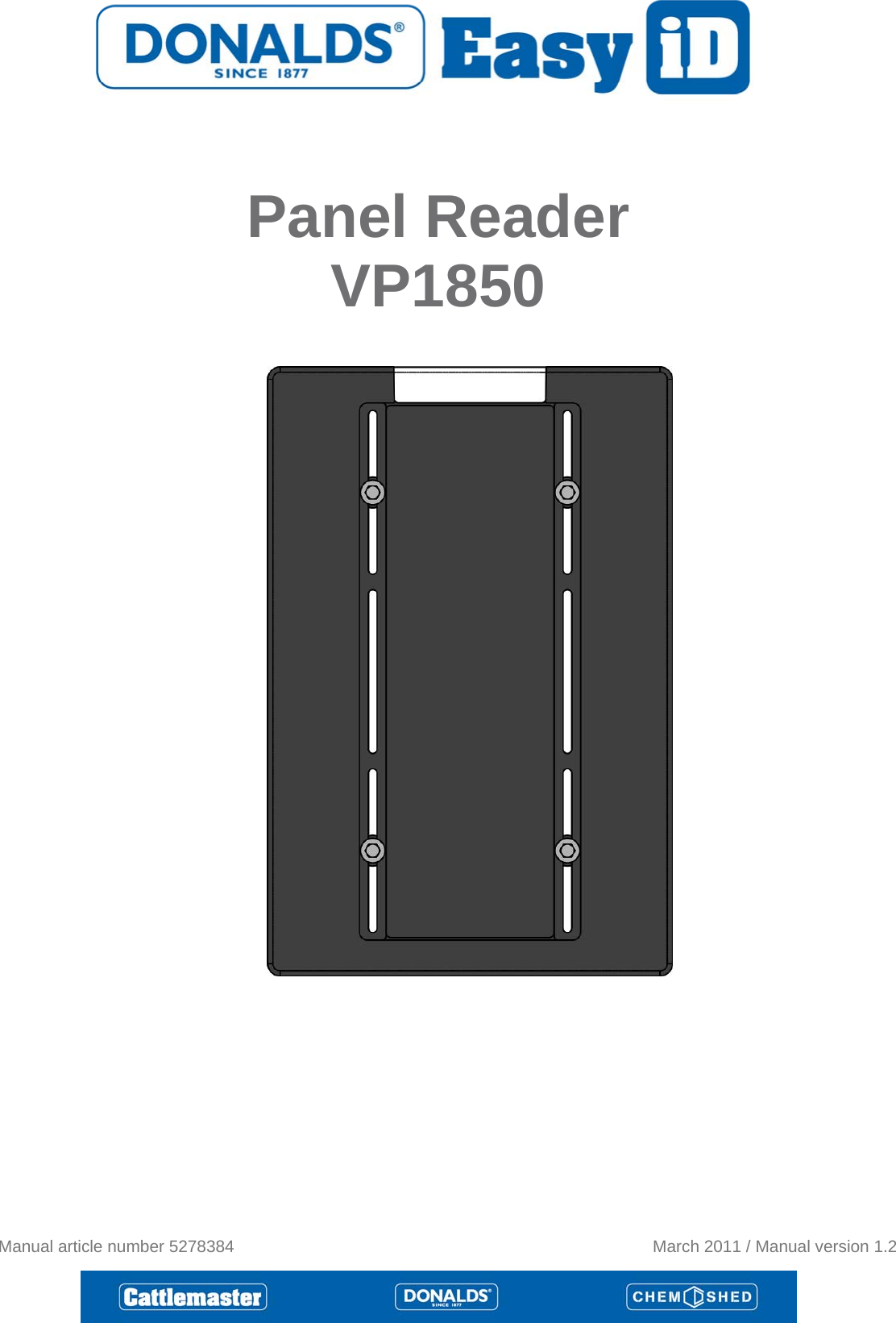    Panel Reader VP1850                                                      Manual article number 5278384               March 2011 / Manual version 1.2 