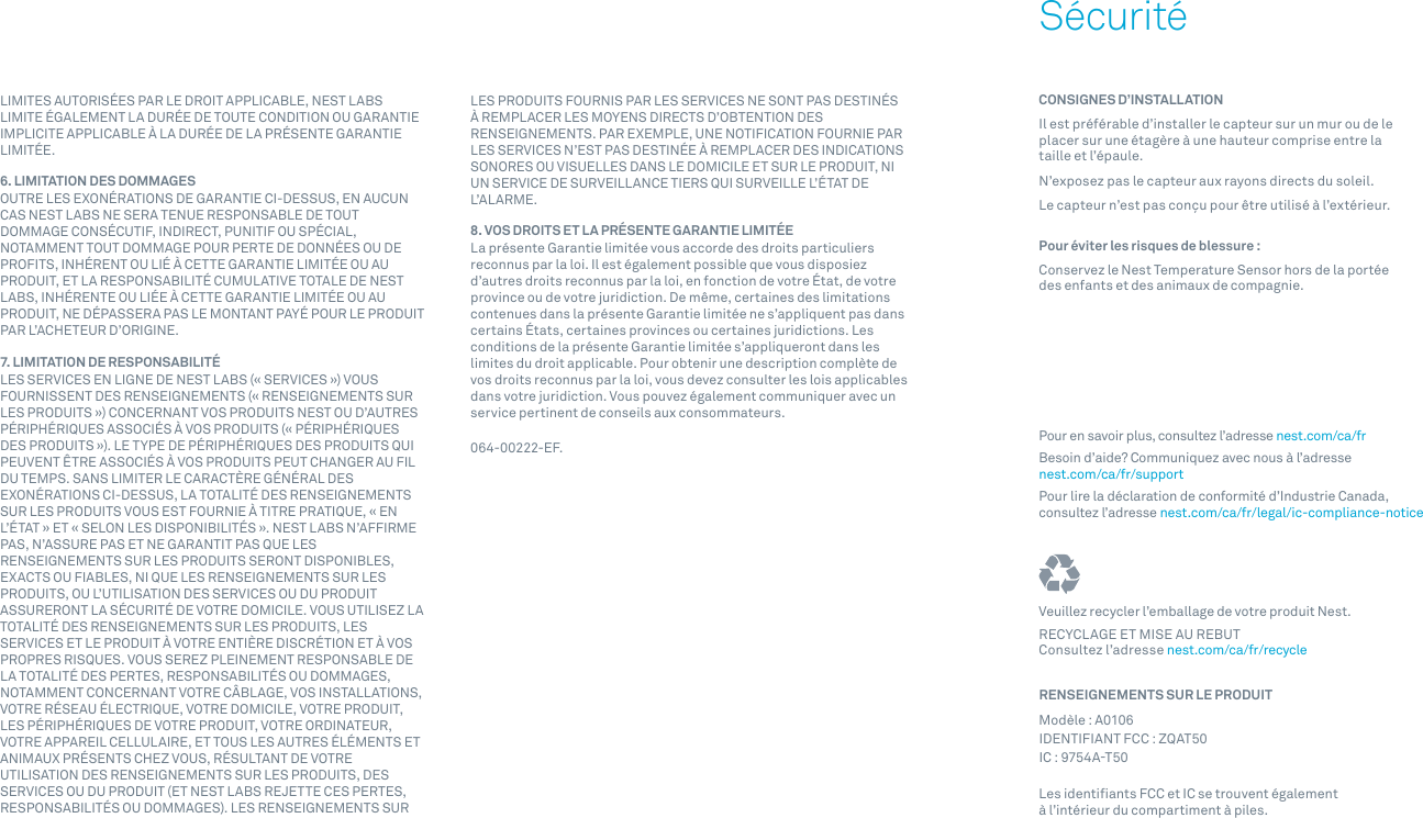 Nest Labs T50 Nest Temperature Sensor User Manual 064 00211 SF 1 QSG Reference Nest Labs T50 Nest Temperature Sensor User Manual 064 00211 SF 1 QSG Reference