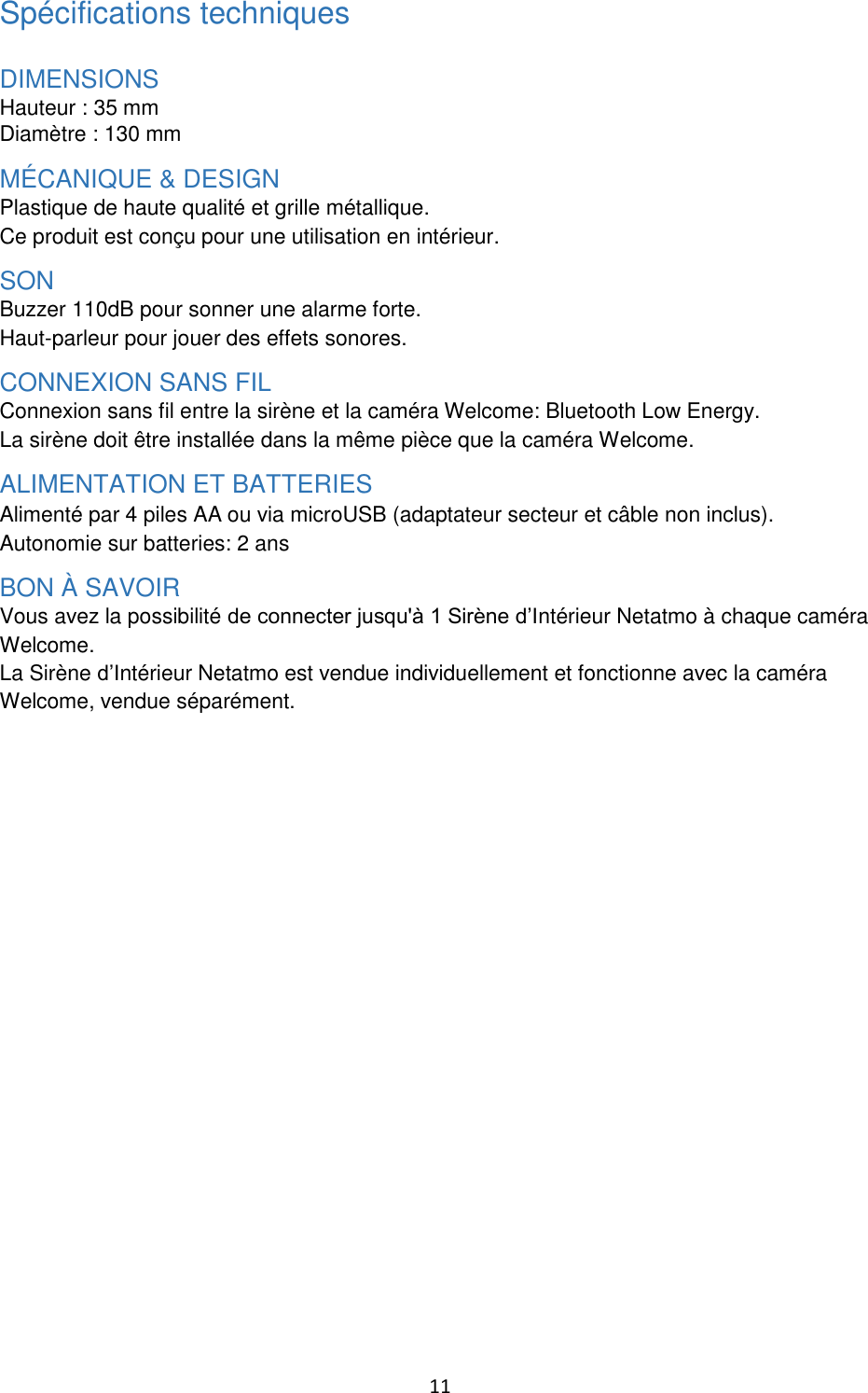 Page 11 of Netatmo NIS01 Netatmo Indoor Siren User Manual 