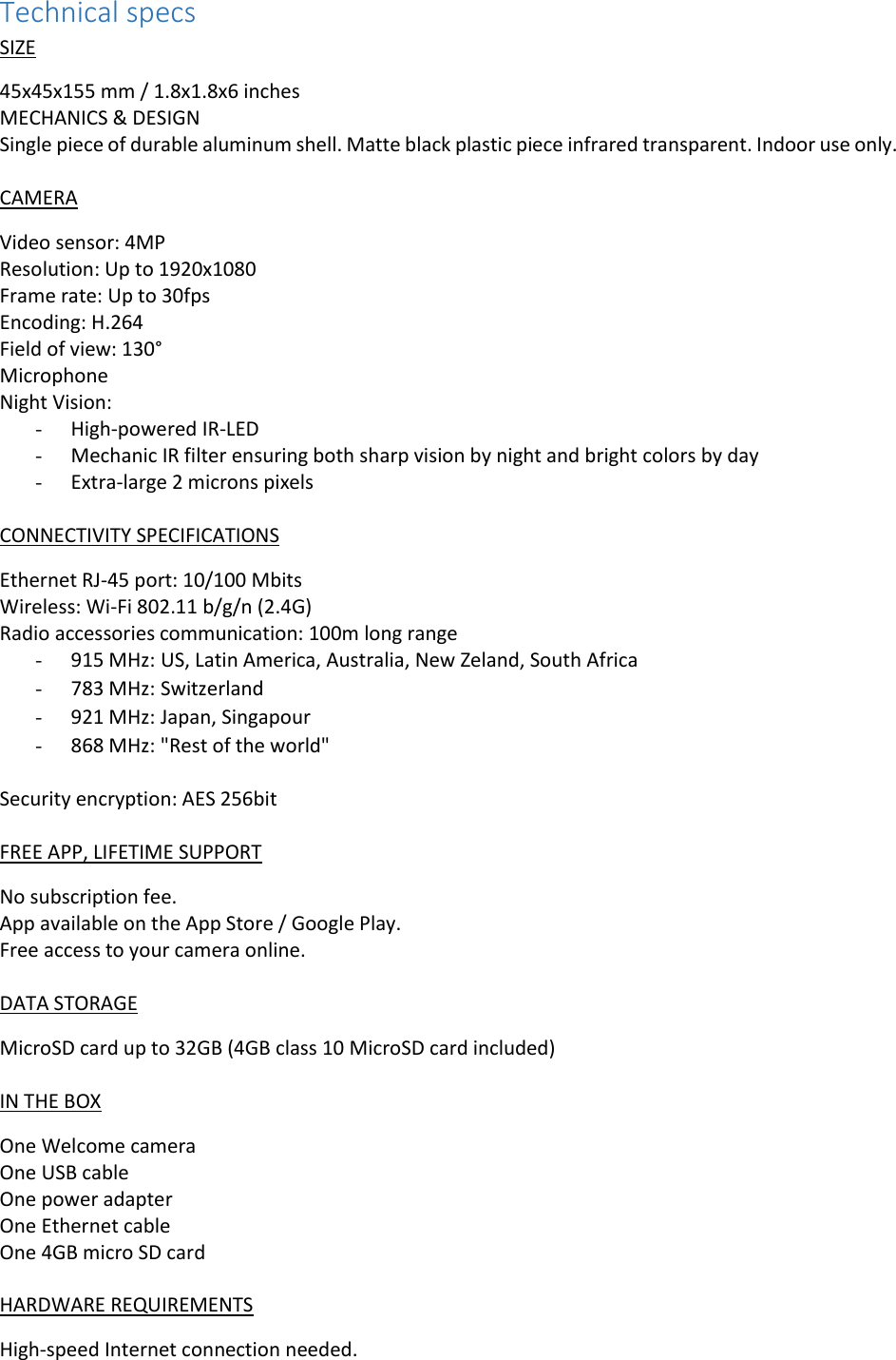 Netatmo Nsc01 Netatmo Security Camera User Manual