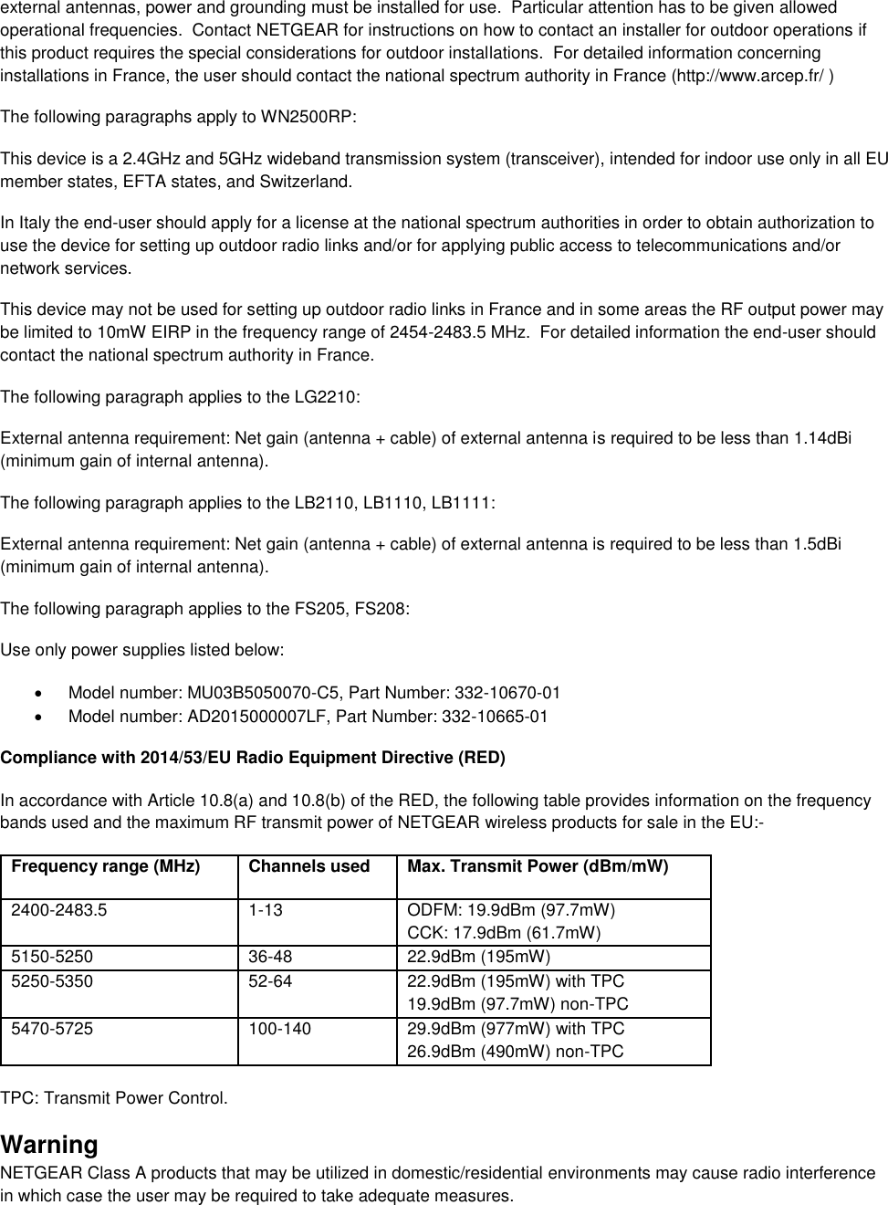 Page 2 of Netgear orporated 17200378 Mobile Router User Manual Notification of Compliance