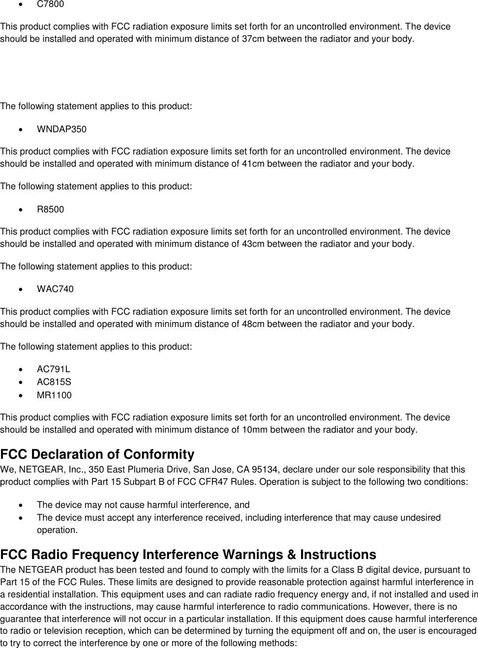 Page 6 of Netgear orporated 17200378 Mobile Router User Manual Notification of Compliance