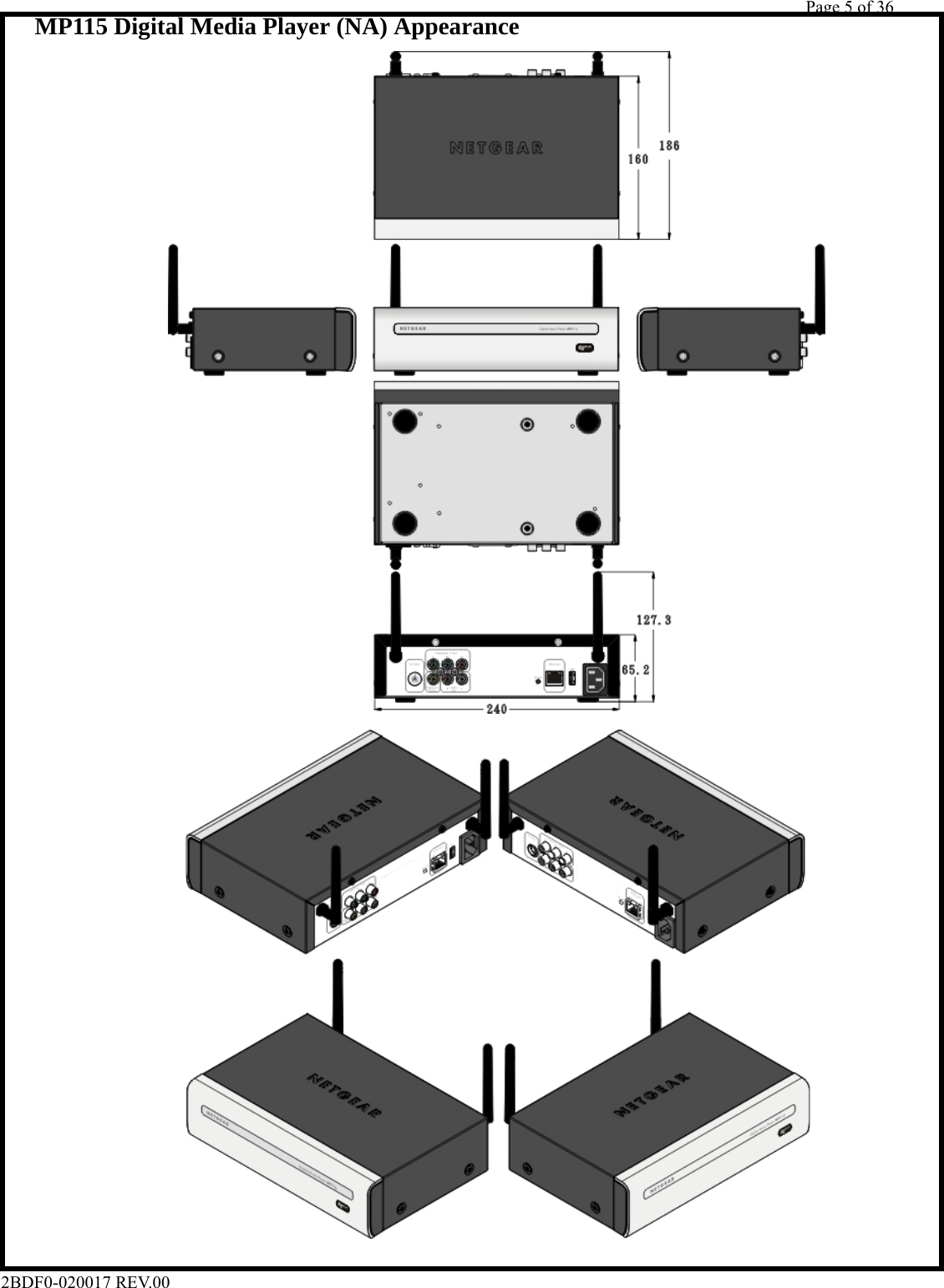         Page 5 of 36   2BDF0-020017 REV.00    MP115 Digital Media Player (NA) Appearance                                                        