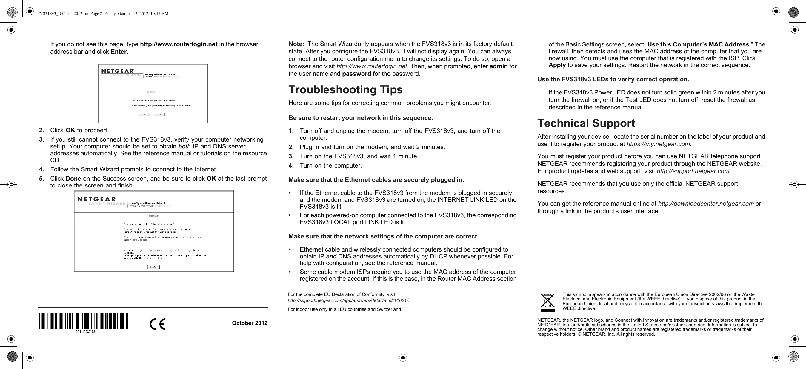 Page 2 of 2 - Netgear Netgear-Fvs318V3-Quick-Start-Guide ProSafe Broadband VPN Firewall FVS318v3 Installation Guide