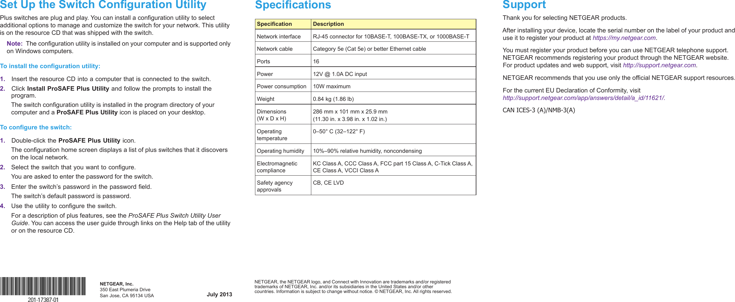 Page 2 of 2 - Netgear Netgear-Gs116Ev2-Quick-Start-Guide ProSAFE Plus 16-Port Gigabit Switch GS116Ev2 Installation Guide