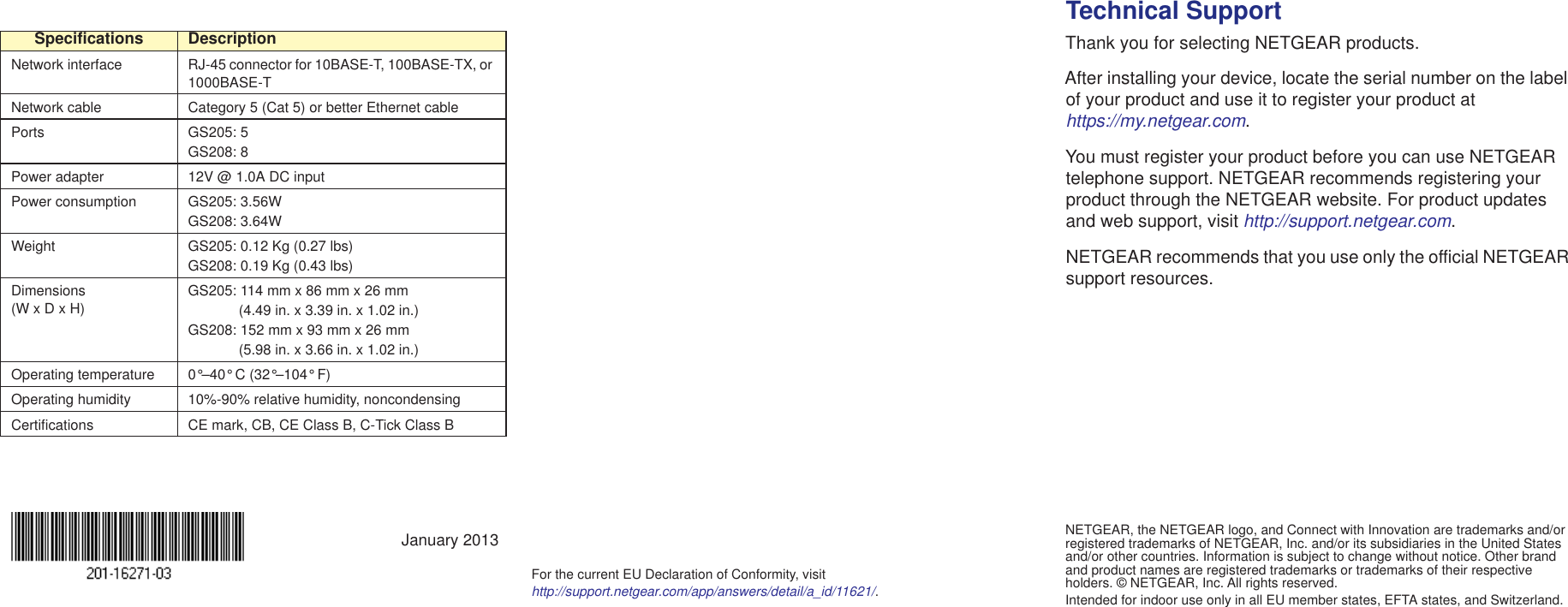 Page 2 of 2 - Netgear Netgear-Gs208-Quick-Start-Guide 5-Port And 8-Port Gigabit Switches GS205/GS208 Installation Guide