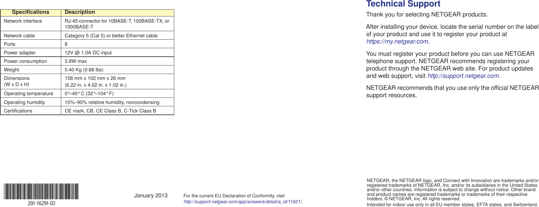 Page 2 of 2 - Netgear Netgear-Gs308-Quick-Start-Guide Gigabit Ethernet Switch GS308 Installation Guide