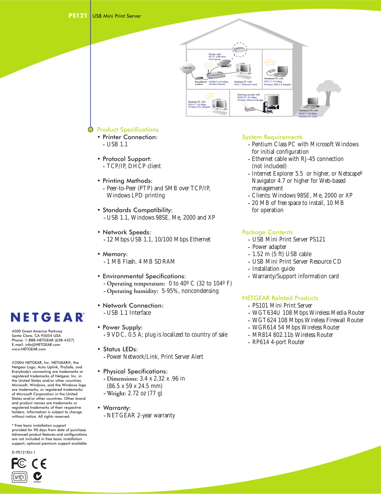 Page 2 of 2 - Netgear Netgear-Ps121-Ps121-Ps121-Users-Manual- PS121_ds_V1  Netgear-ps121-ps121-ps121-users-manual