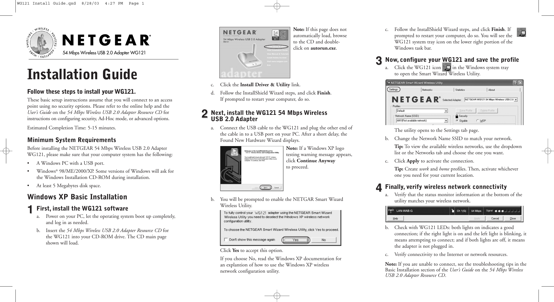 Page 1 of 2 - Netgear Netgear-Wg121-Installation-Guide- WG121 Install Guide  Netgear-wg121-installation-guide