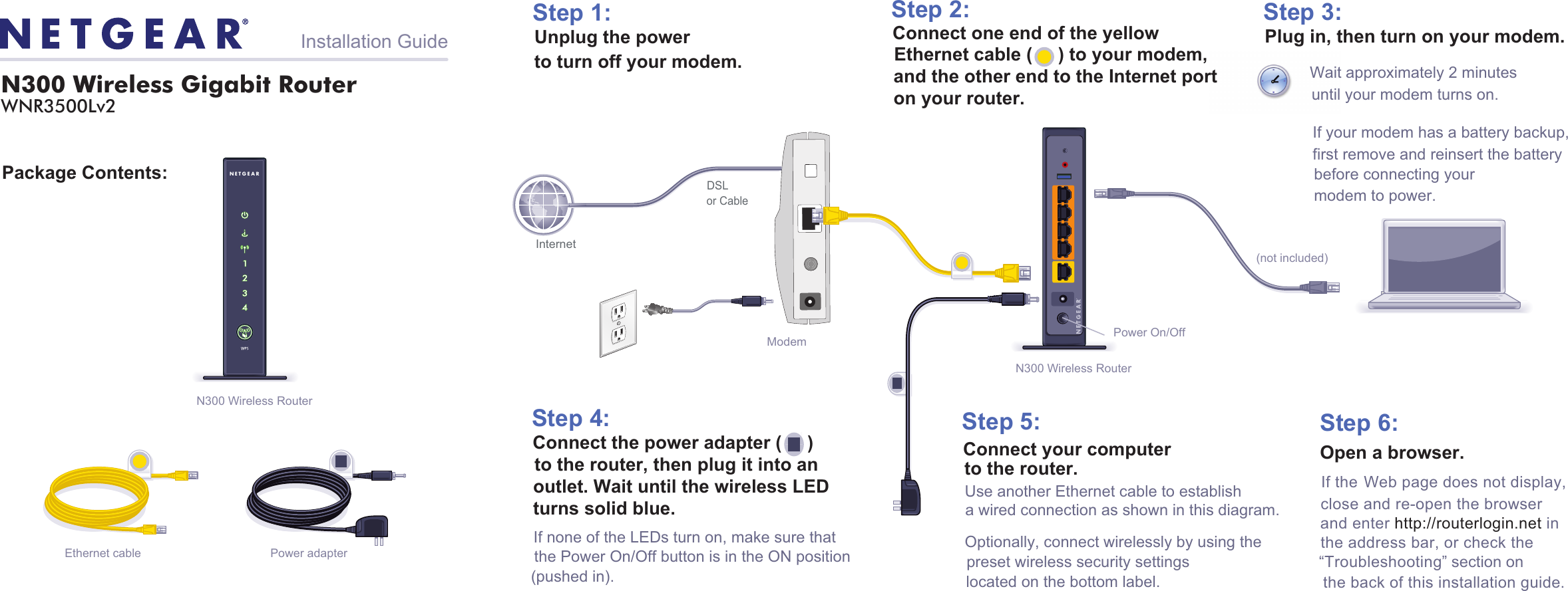 Page 1 of 2 - Netgear Netgear-Wnr3500Lv2-Quick-Start-Guide